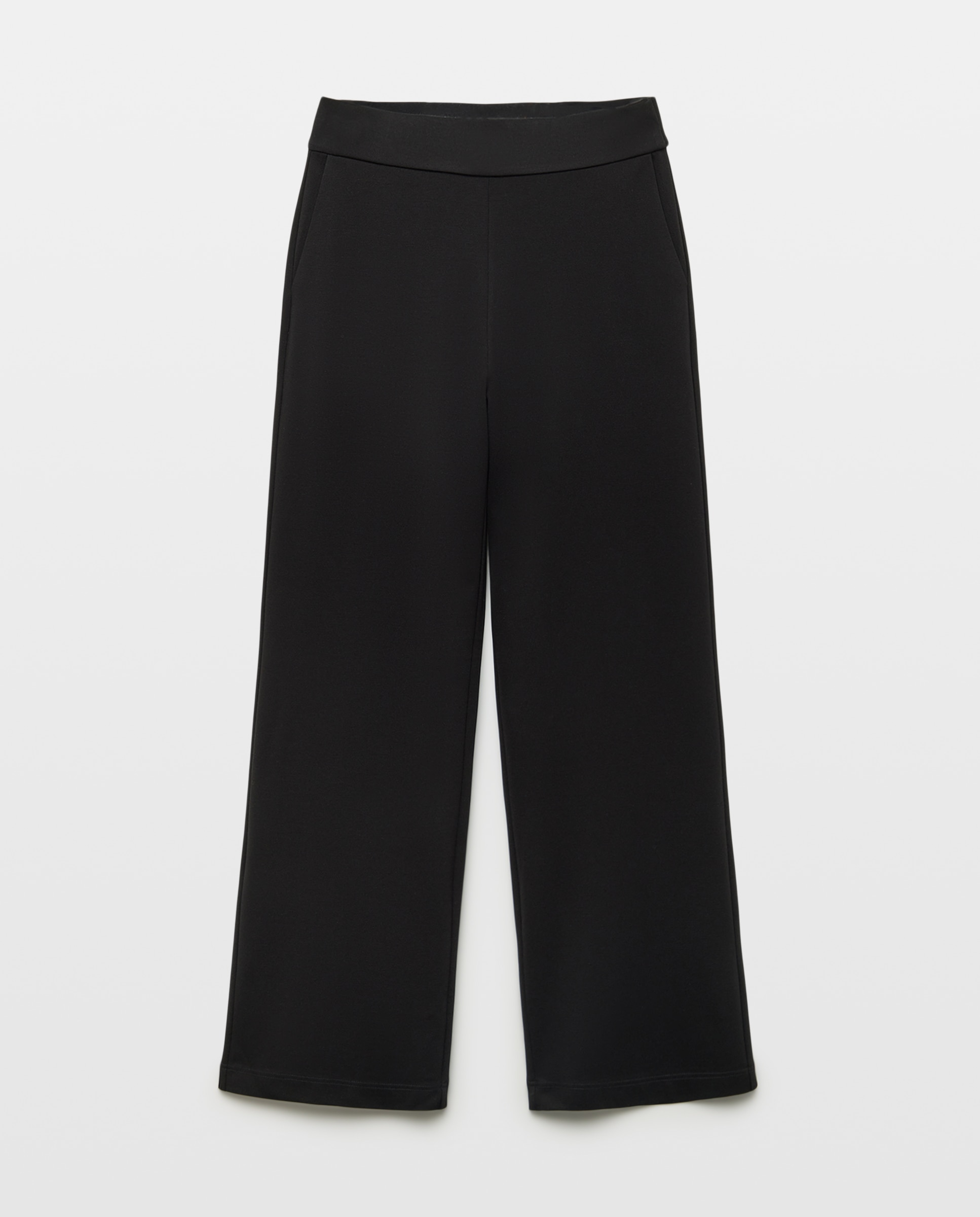 Pantalón de mujer liso de punto confort ancho - Woman El Corte Inglés - Negro Negro-4