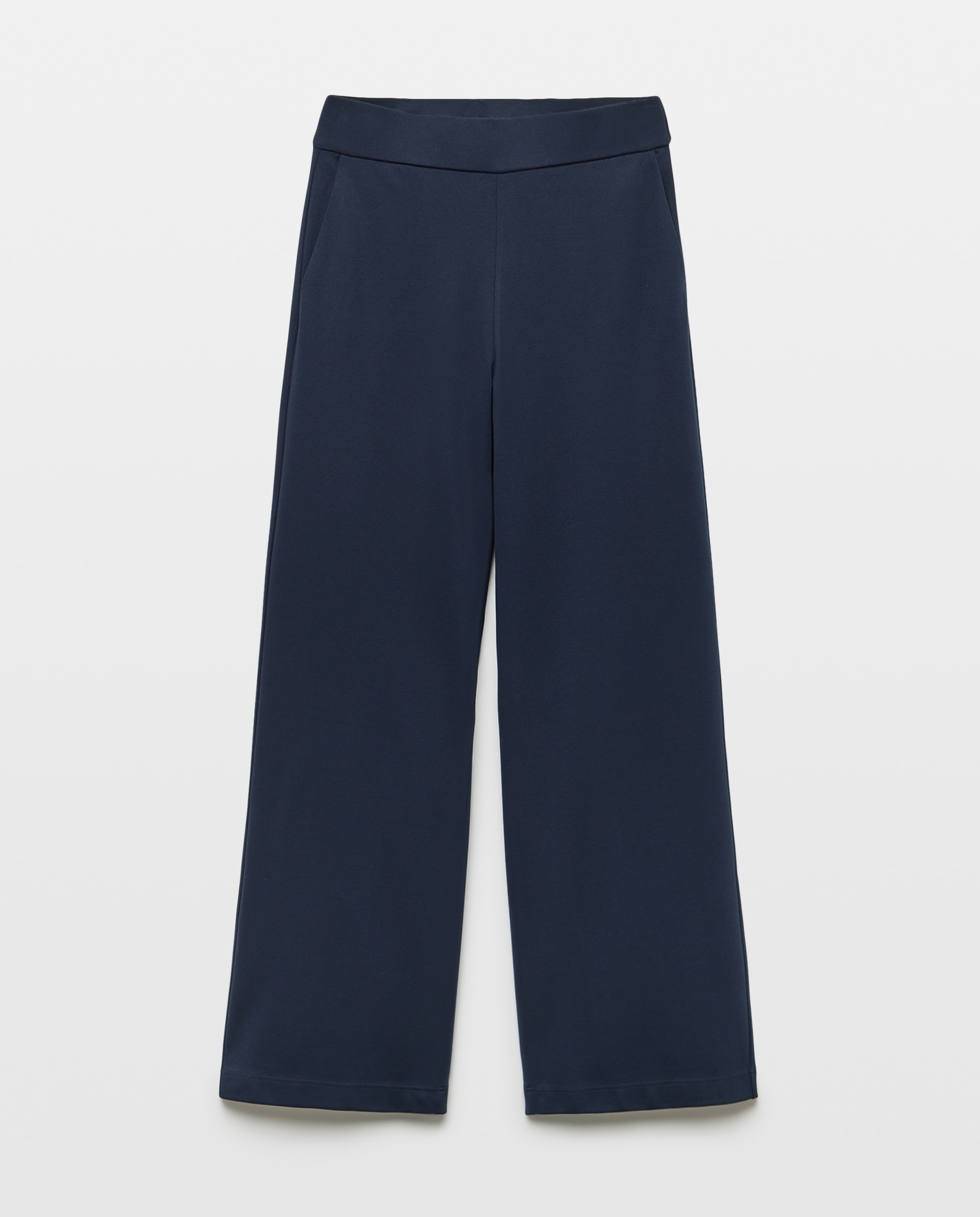 Pantalón de mujer liso de punto confort ancho - Woman El Corte Inglés - Azul marino Azul marino-4