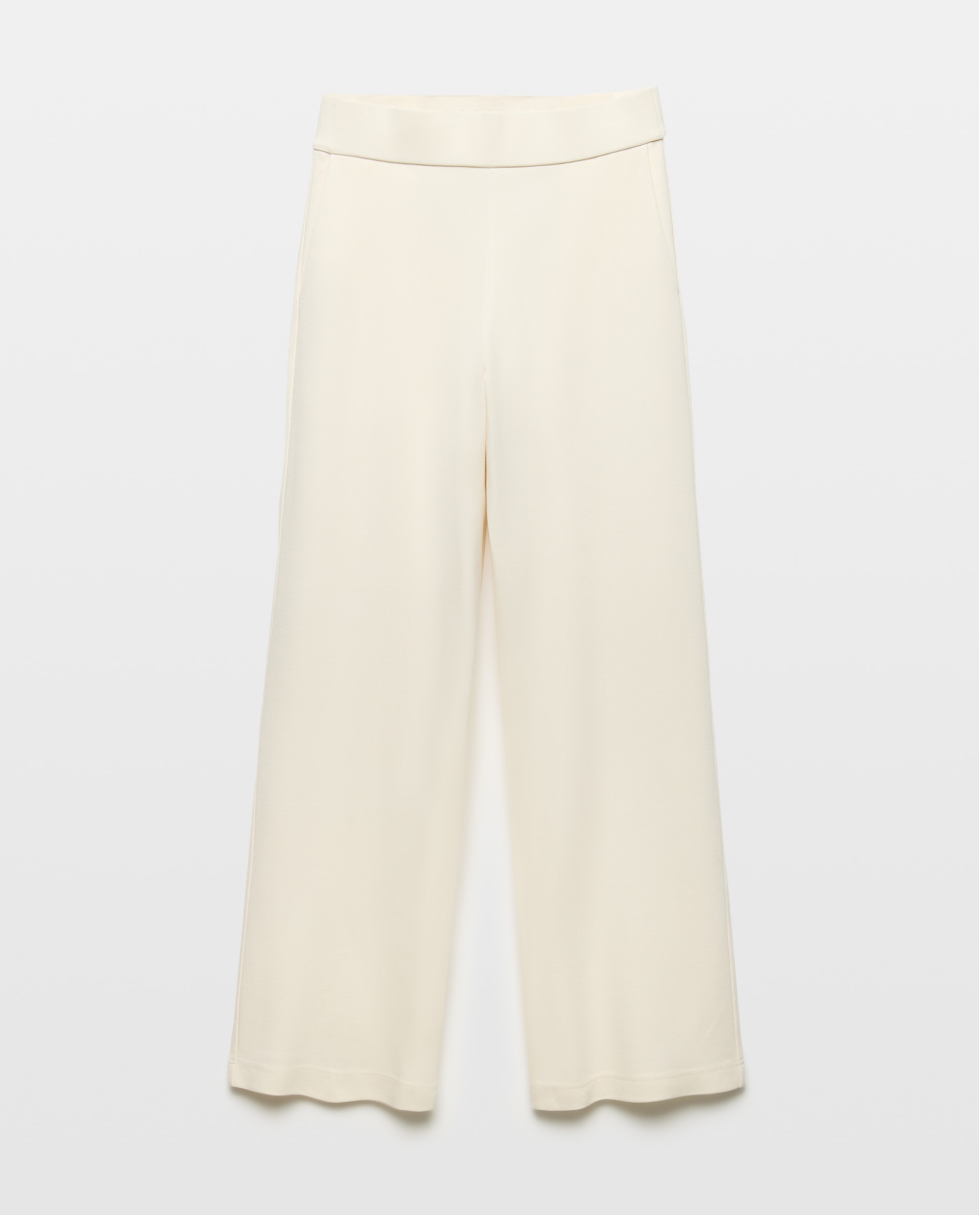 Pantalón de mujer liso de punto confort ancho - Woman El Corte Inglés - Crudo Crudo-4