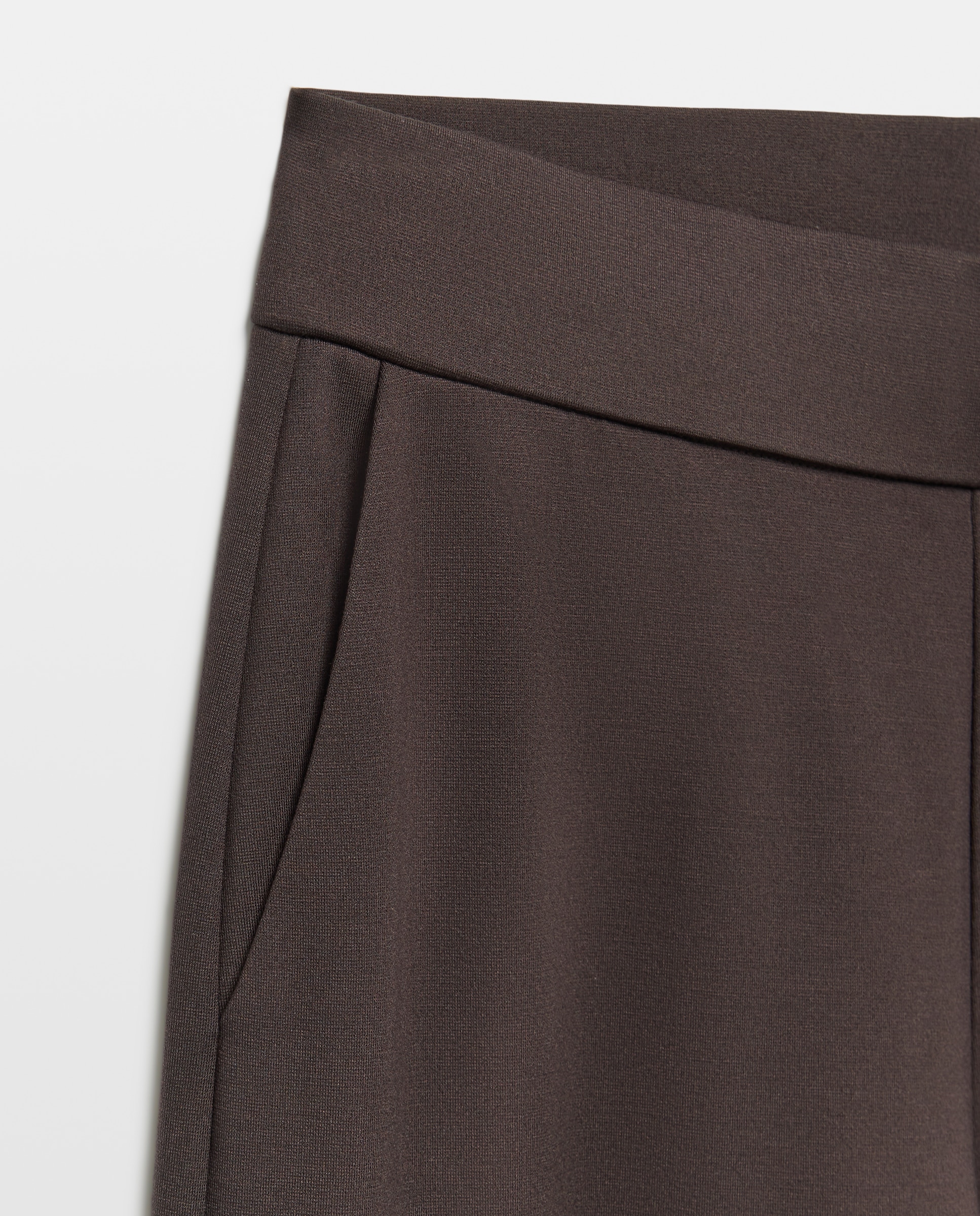 Pantalón de mujer liso de punto confort ancho - Woman El Corte Inglés - Marrón Marrón-5