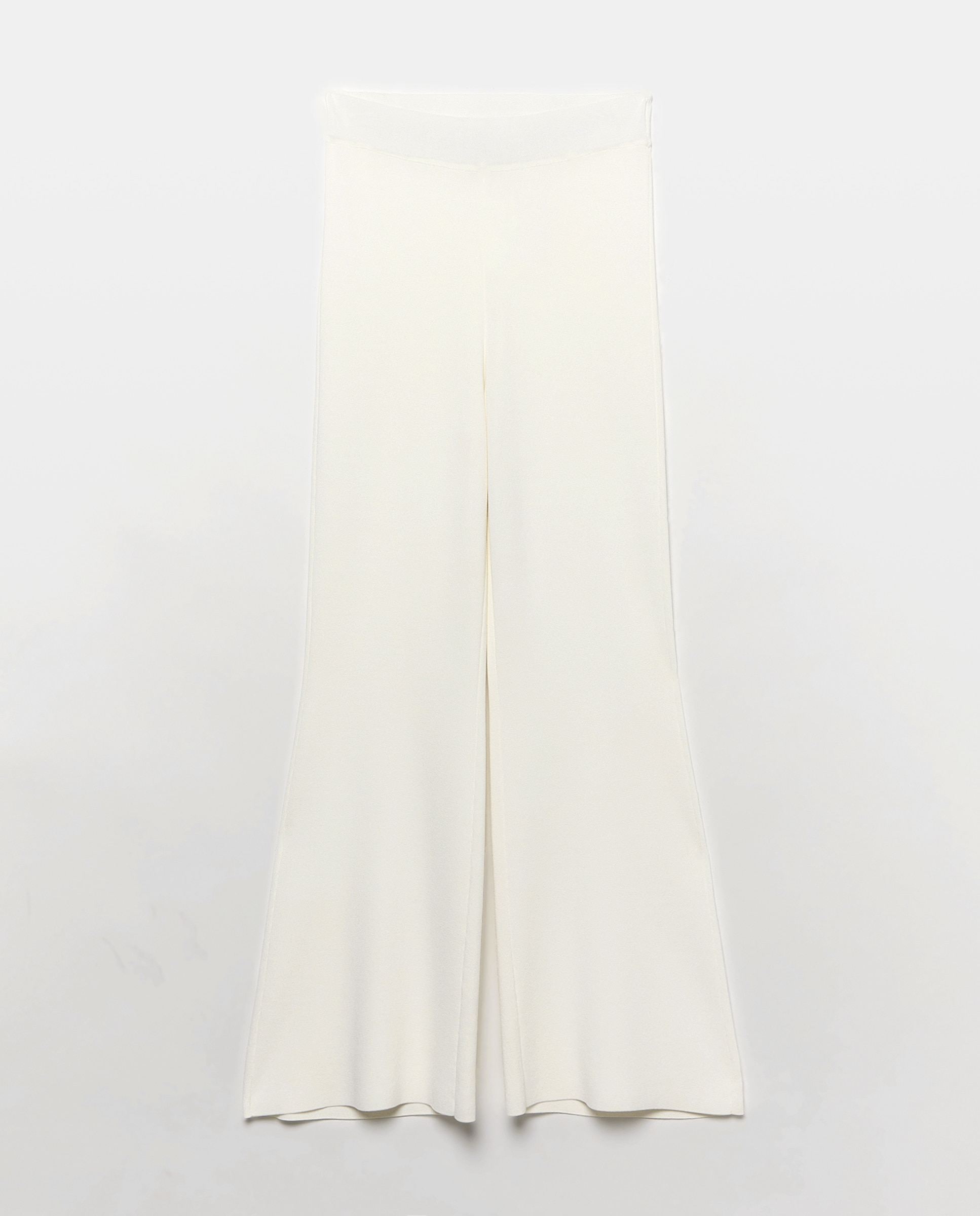 Pantalón ancho en tricot flare de mujer - Woman El Corte Inglés - 120 Crudo 120 Crudo-4