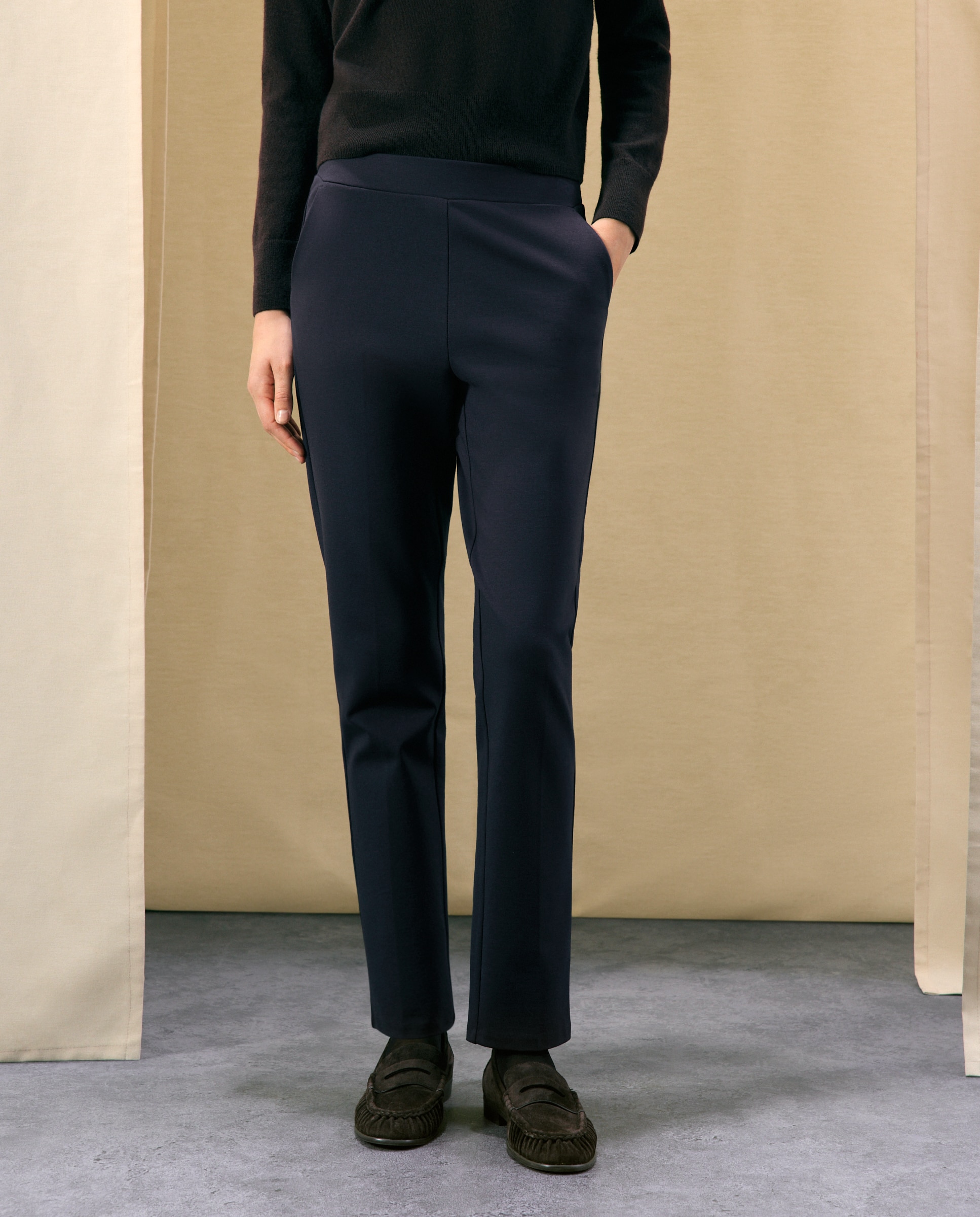 Pantalón semipitillo liso de mujer - Woman El Corte Inglés - Azul marino Azul marino-2