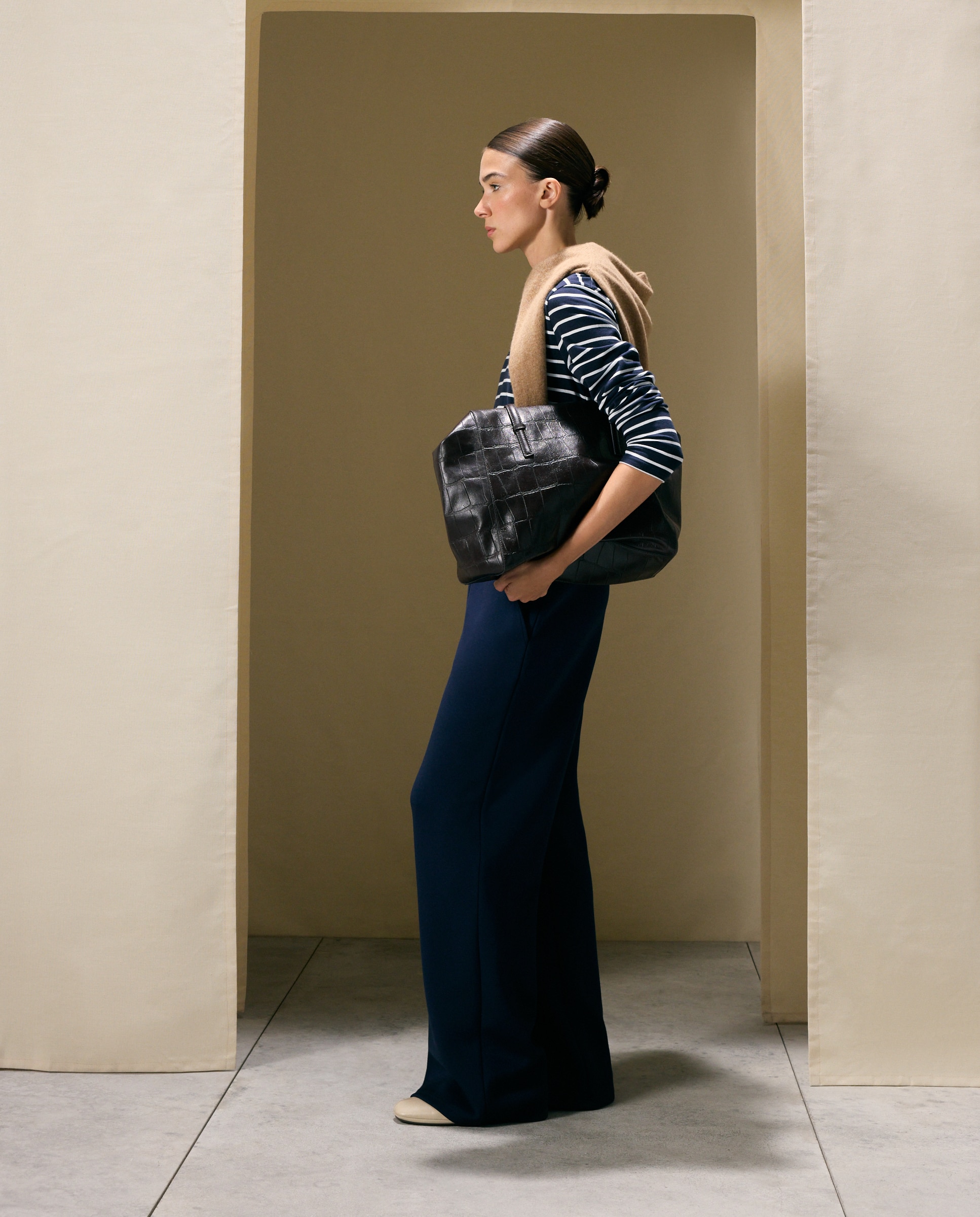 Pantalón circular ancho de mujer - Woman El Corte Inglés - Azul marino Azul marino-1