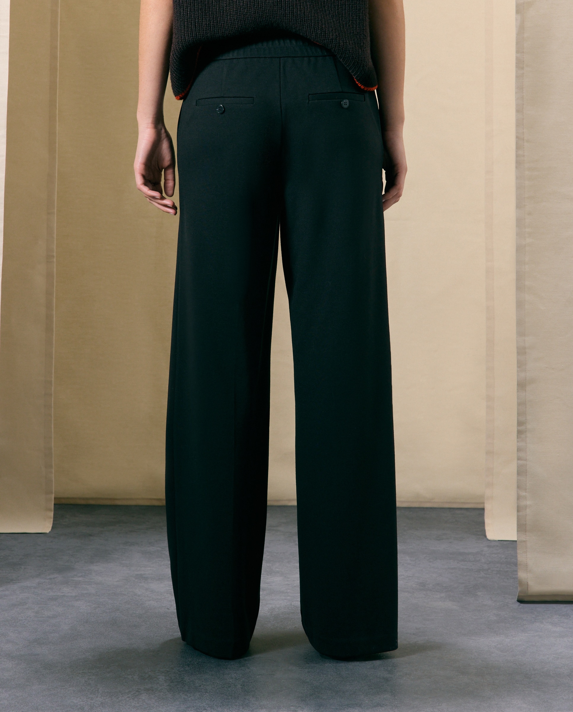 Pantalón ancho de mujer con botón - Woman El Corte Inglés - Negro Negro-3