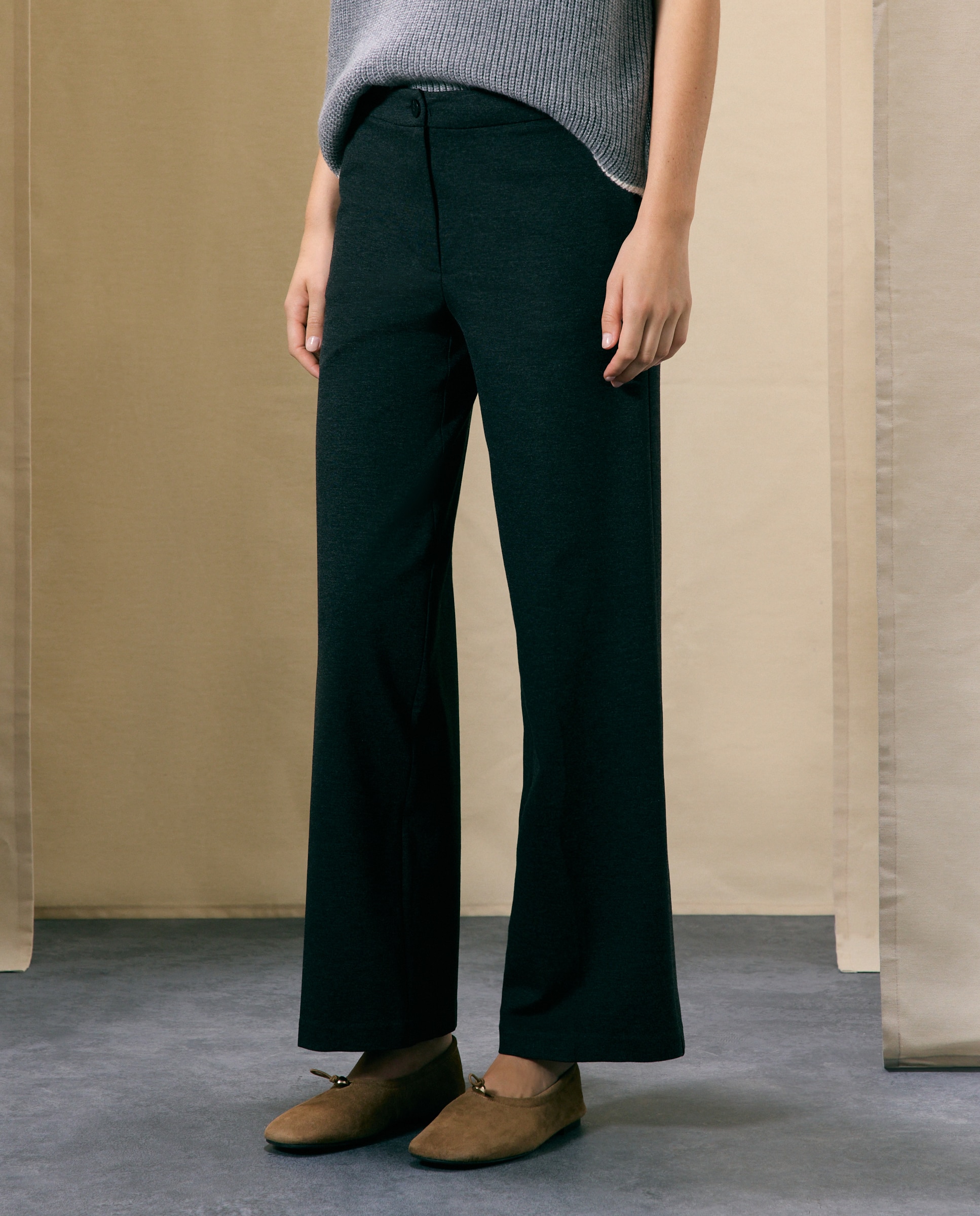 Pantalón ancho de mujer con botón - Woman El Corte Inglés - 830 Antracita 830 Antracita-2