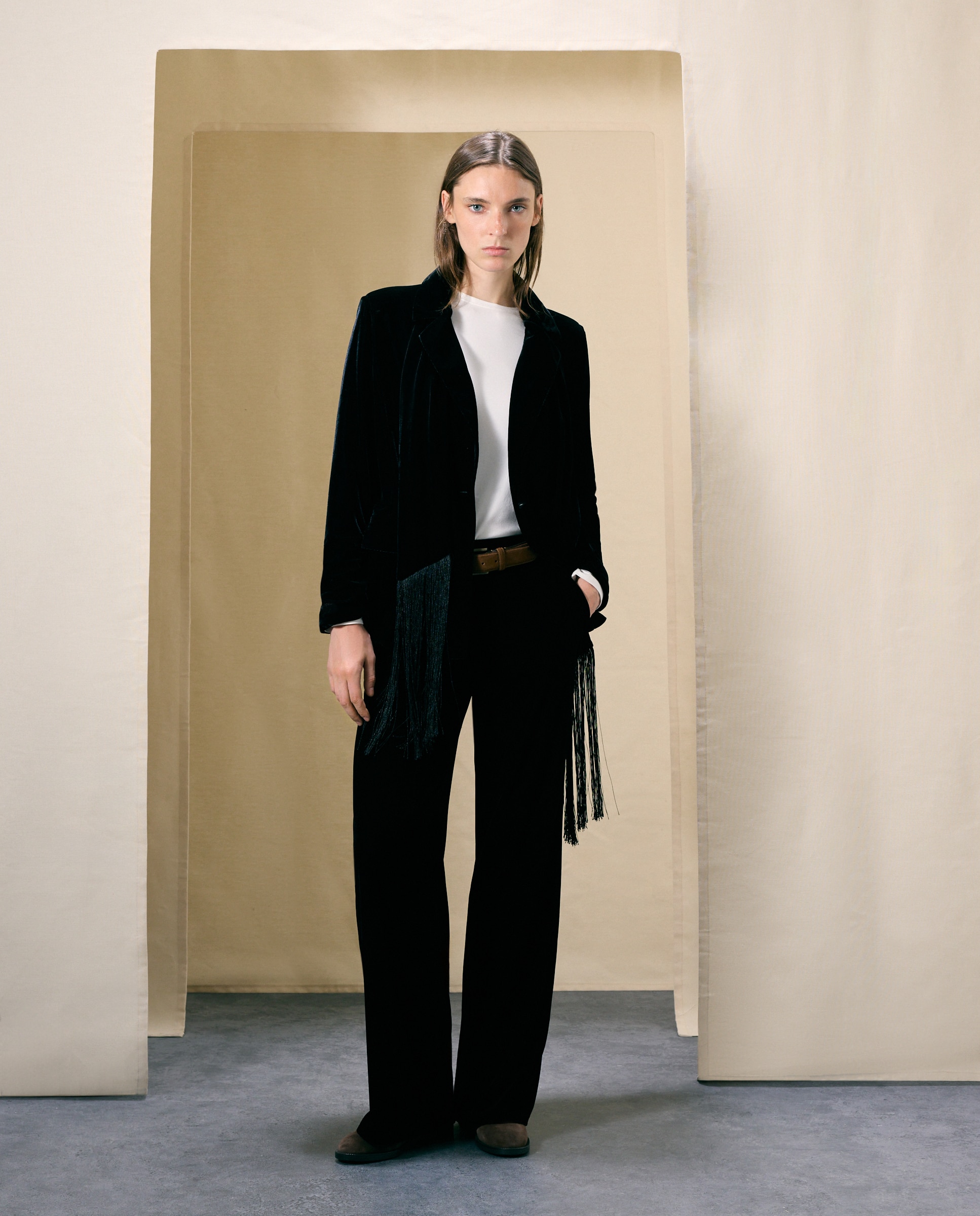 Pantalón de mujer de punto circular de terciopelo - Woman El Corte Inglés - Negro Negro-1