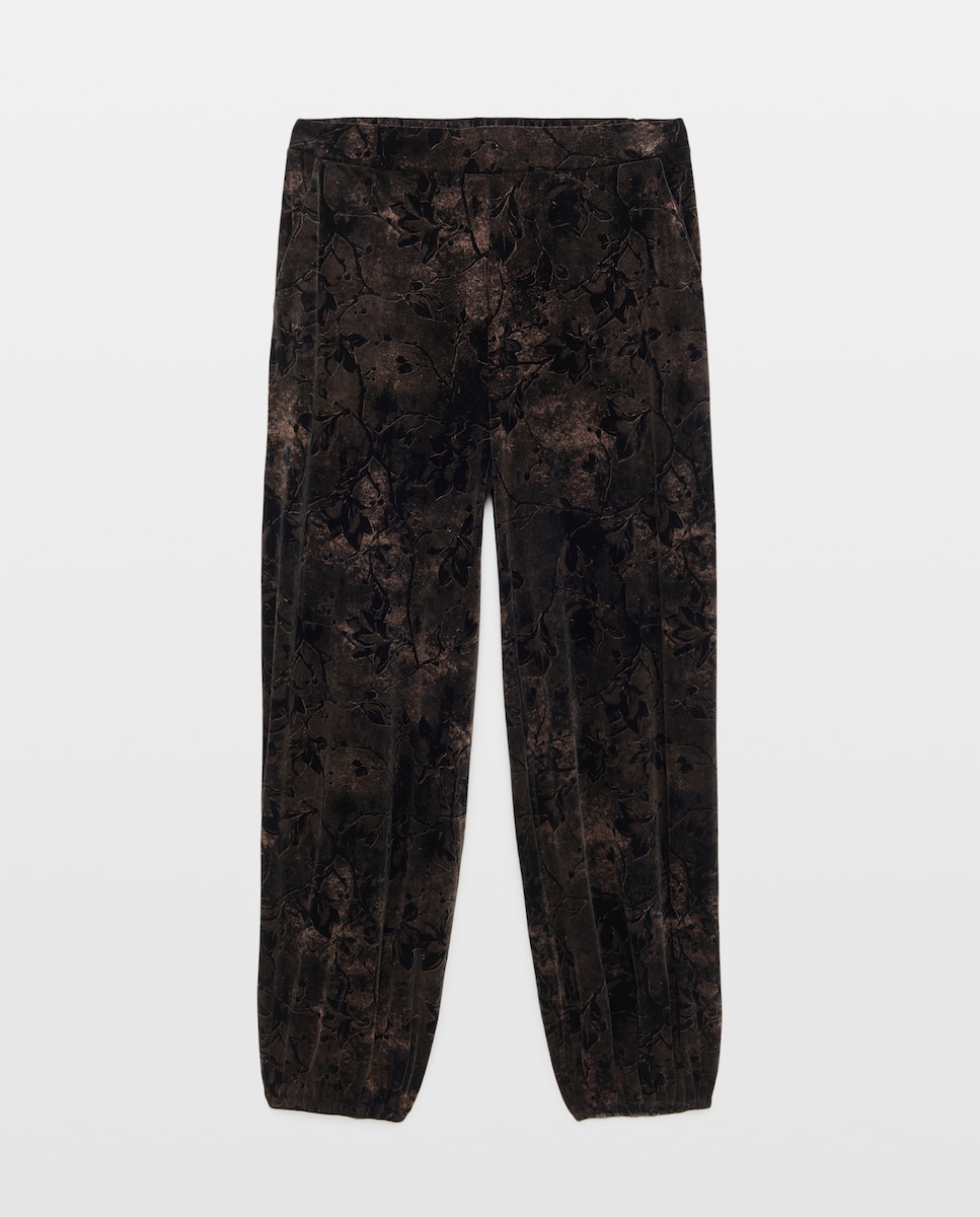Imagen 0 de Pantalón de mujer de punto circular con estampado balloon Negro