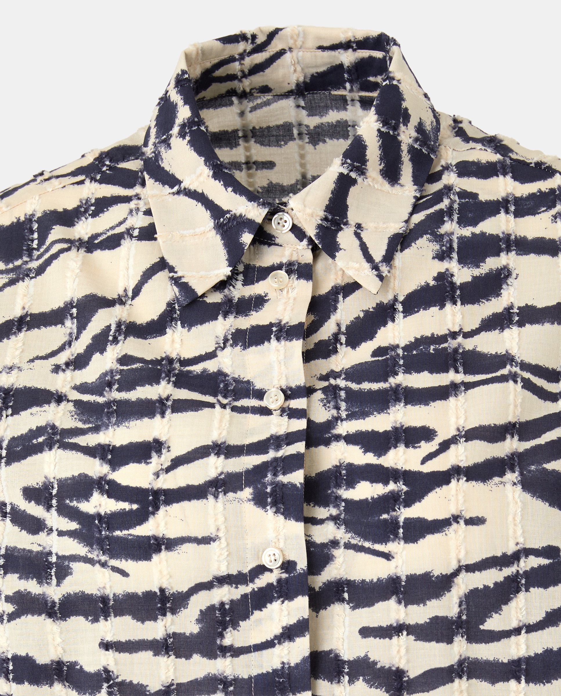 Blusa Dobby de Manga Comprida Azul-5