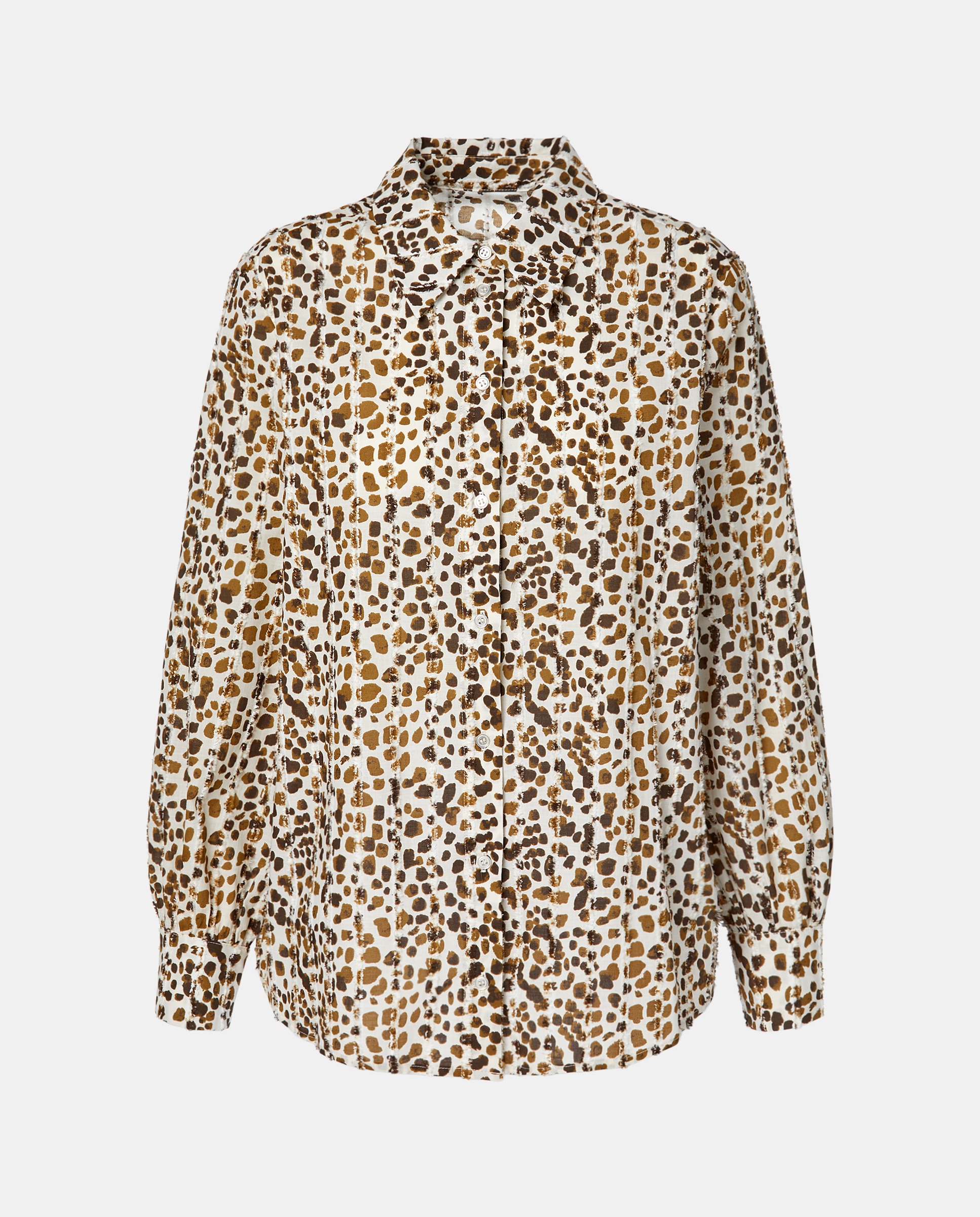 Blusa Dobby de Manga Comprida Castanho-4