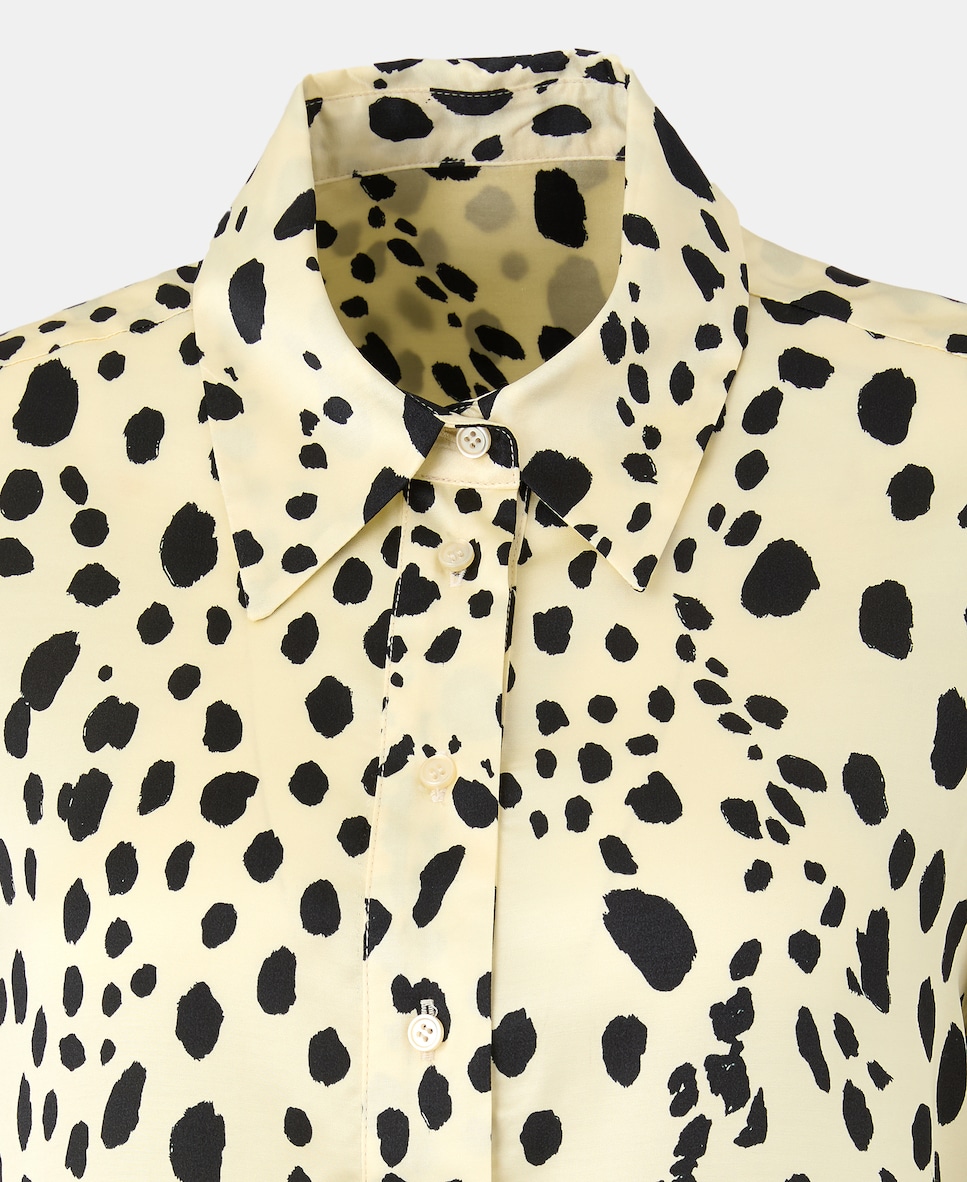 Blusa de Cetim Estampada com Manga Comprida Preto-6