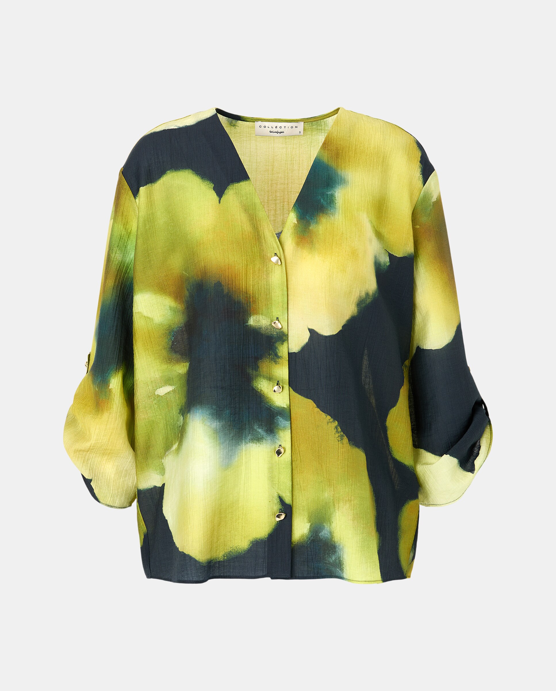 Blusa de Manga Comprida com Estampado Floral Verde-5