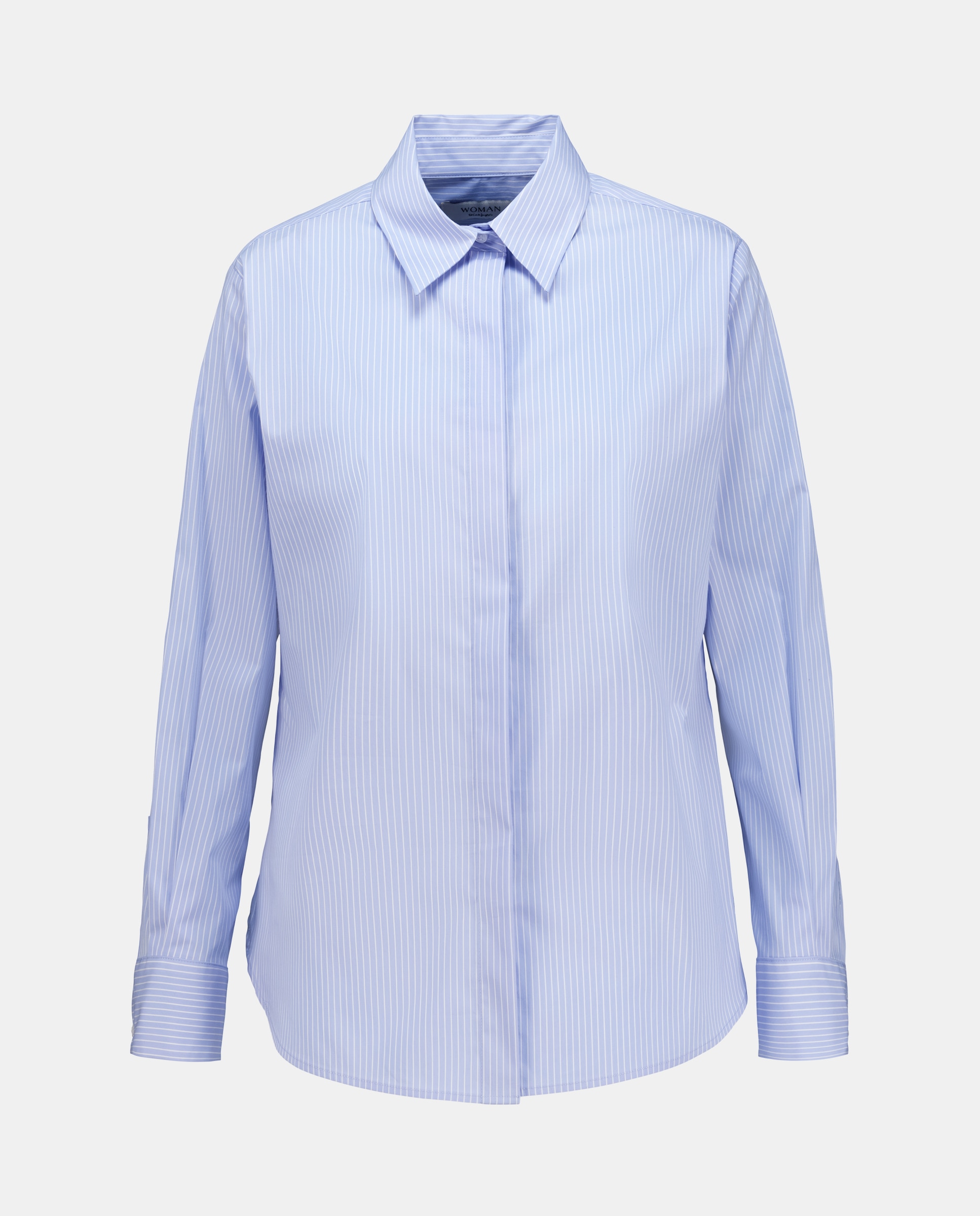 Blusa de Popelina com Manga Comprida Azul-4