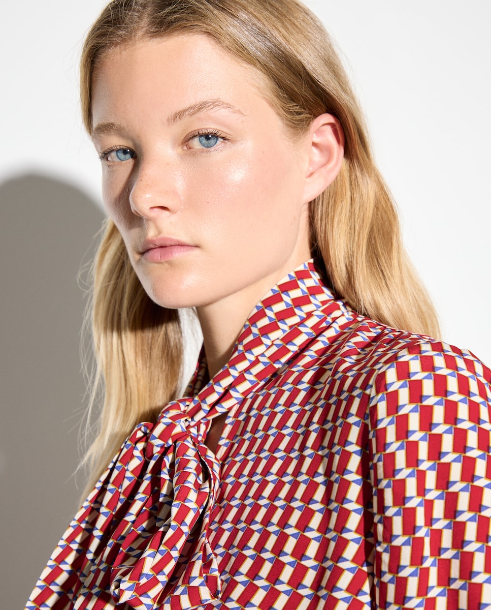 Top Estampado de Manga Comprida Vermelho-1