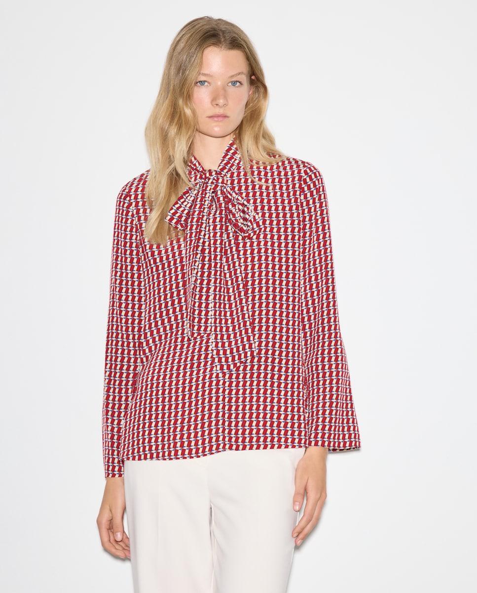 Top Estampado de Manga Comprida Vermelho-2