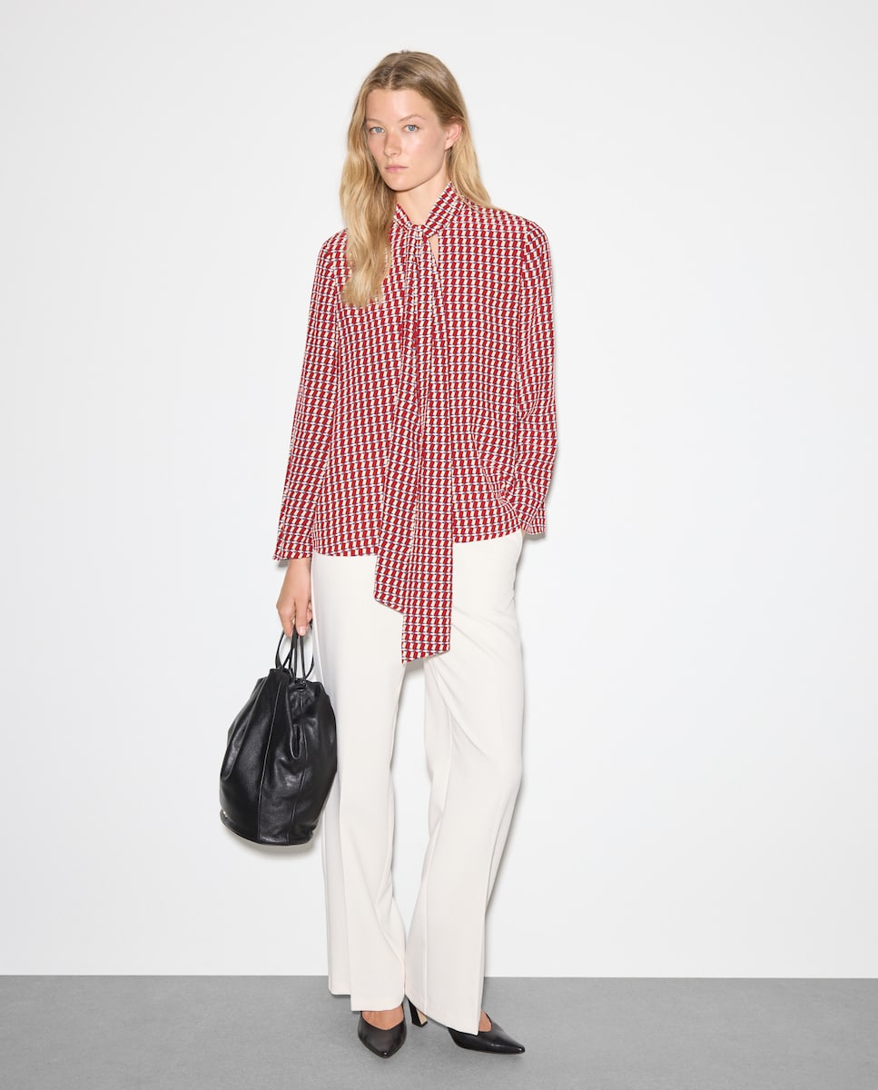 Top Estampado de Manga Comprida Vermelho-3