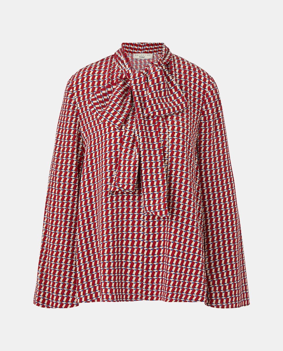 Top Estampado de Manga Comprida Vermelho-5