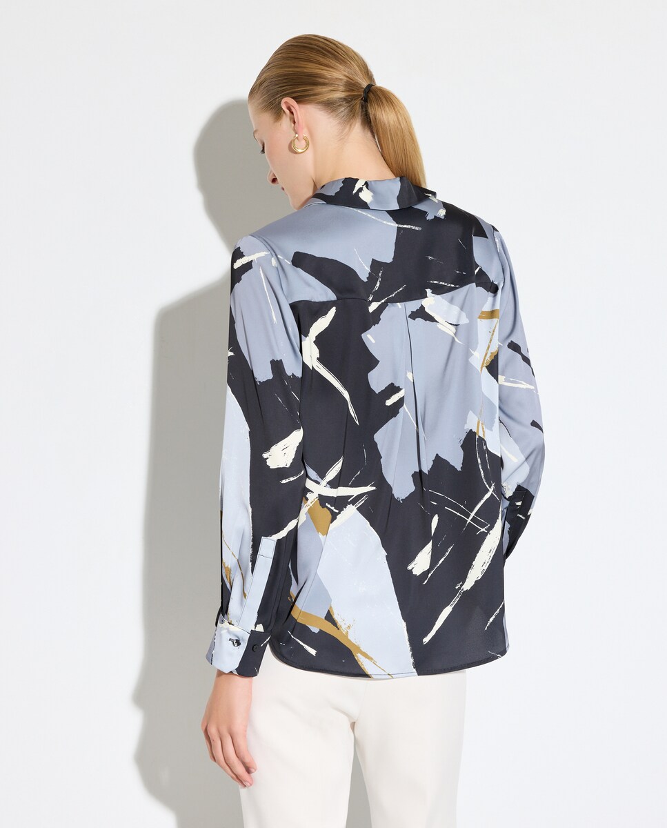 Blusa Estampada com Manga Comprida Cinzento-3