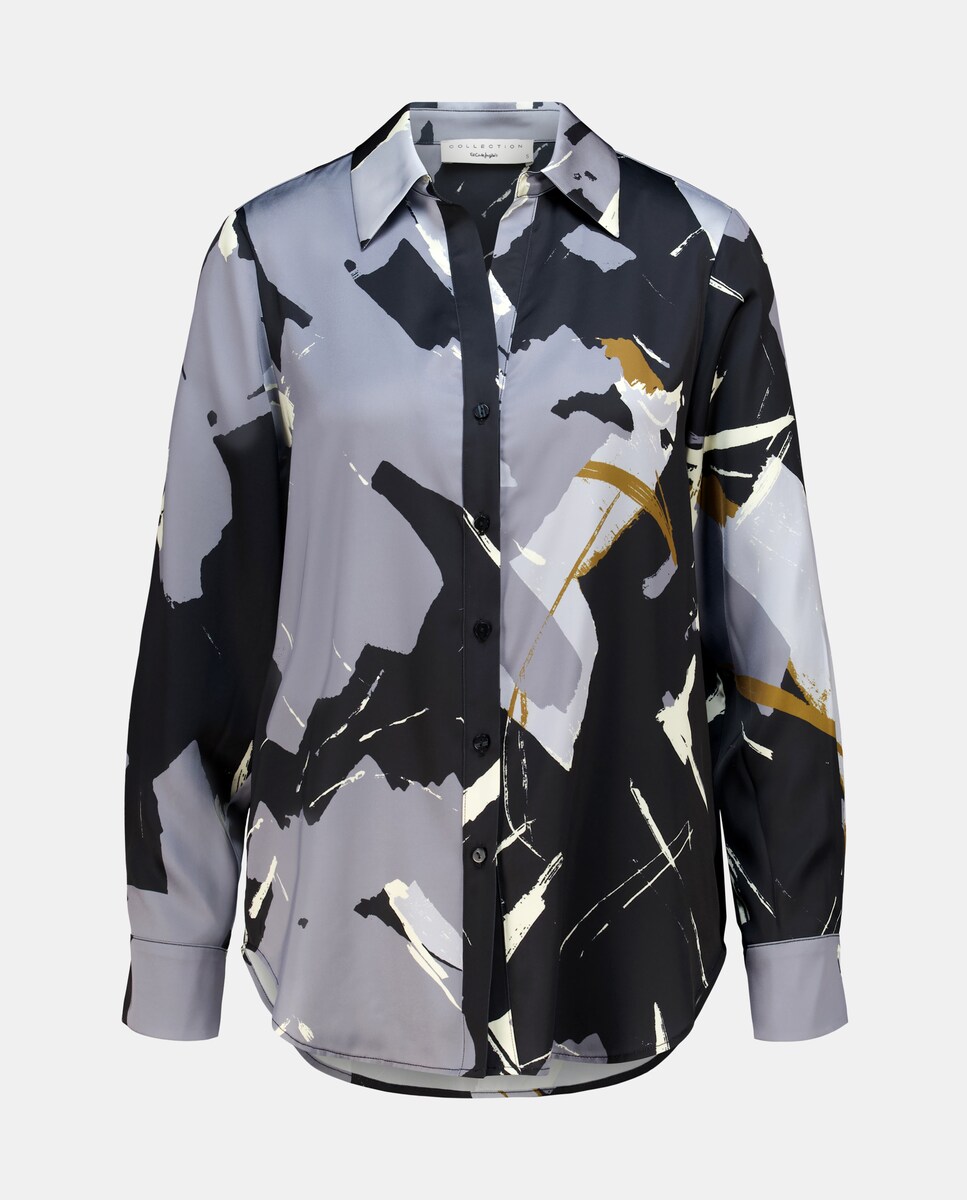 Blusa Estampada com Manga Comprida Cinzento-4