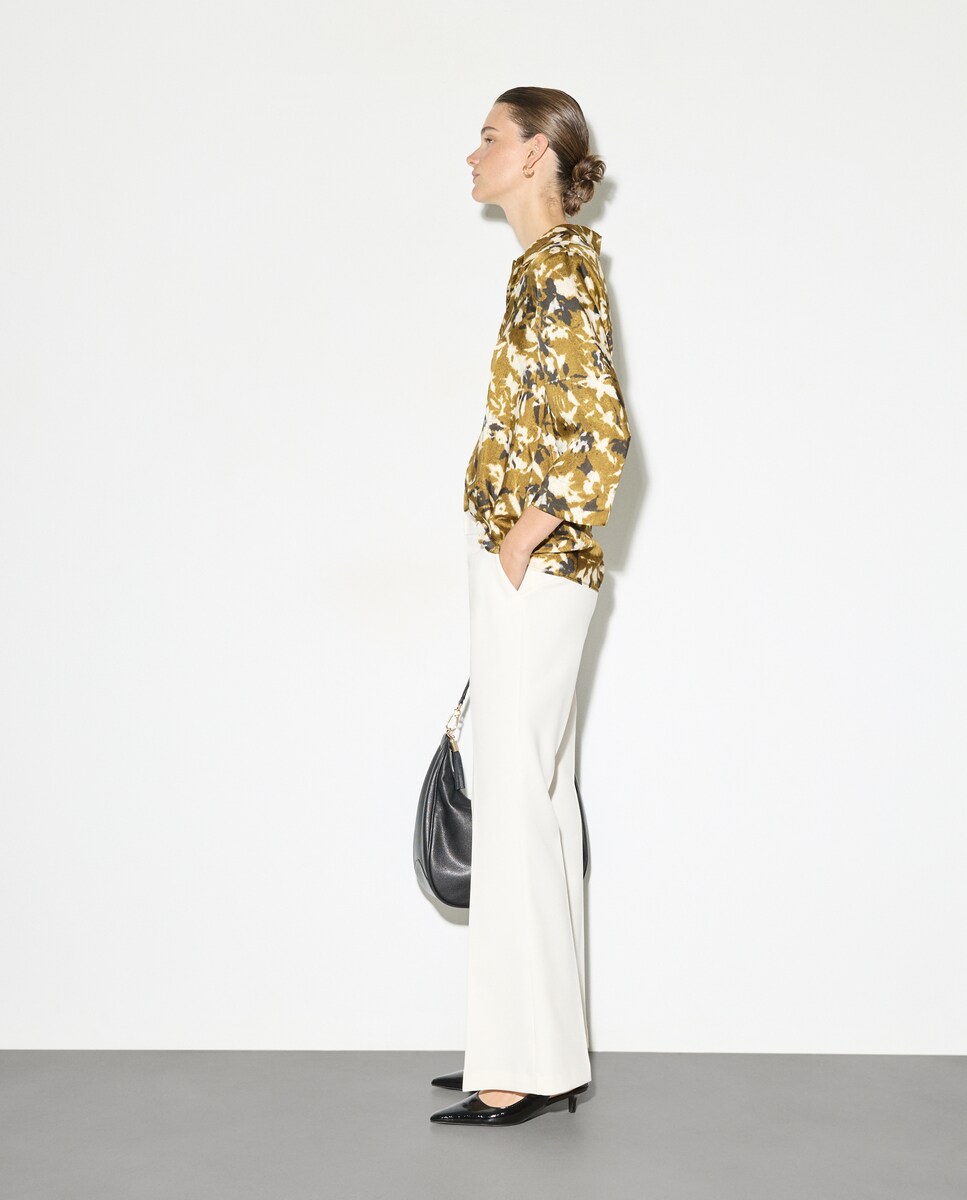 Blusa Estampada com Manga Comprida Branco-2