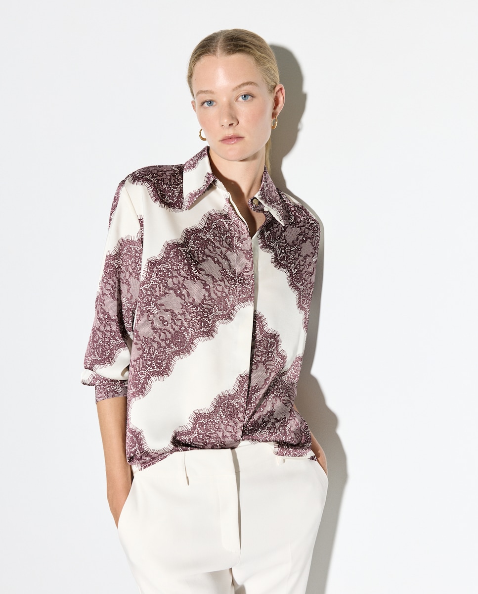 Blusa de Manga Comprida Estampada Vermelho-1