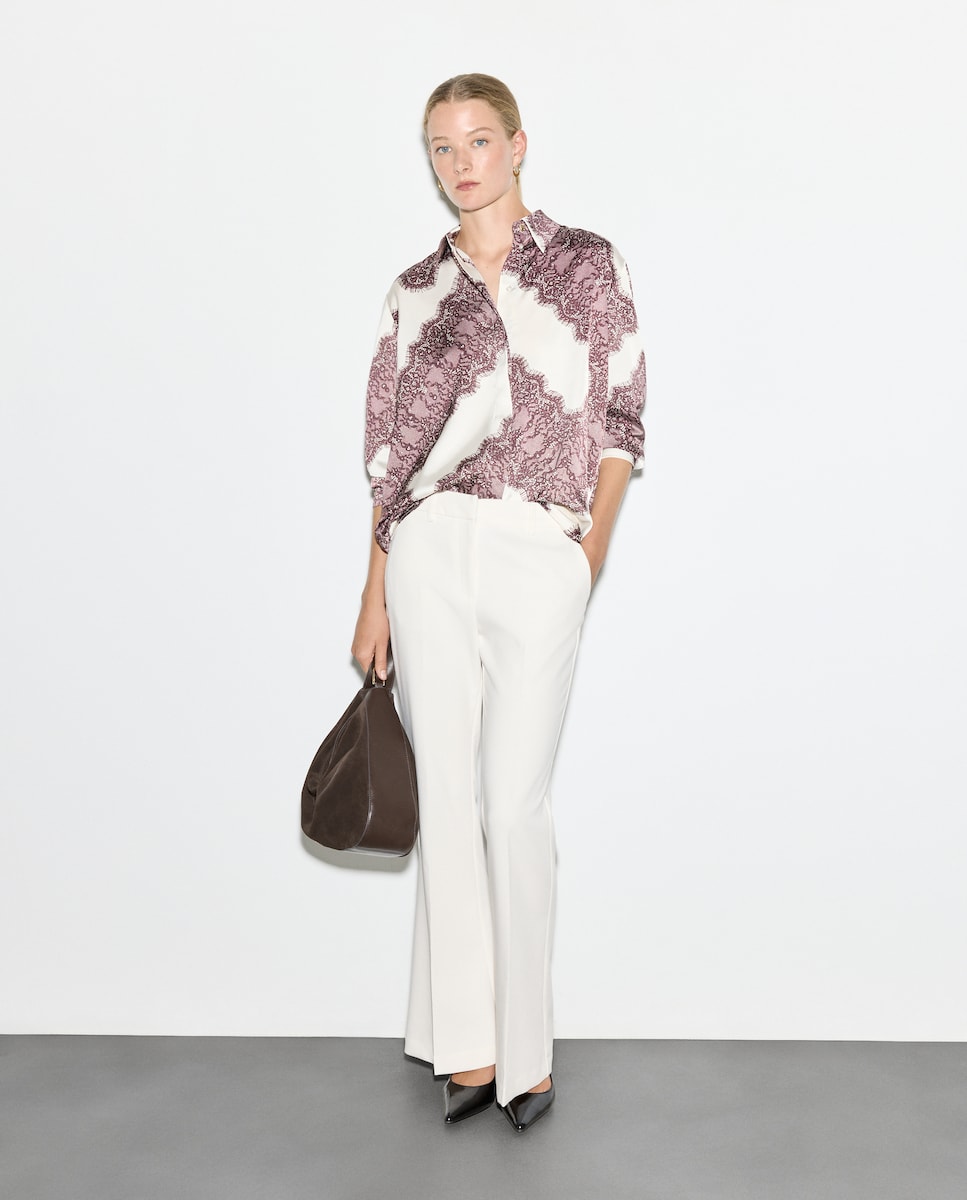 Blusa de Manga Comprida Estampada Vermelho-2