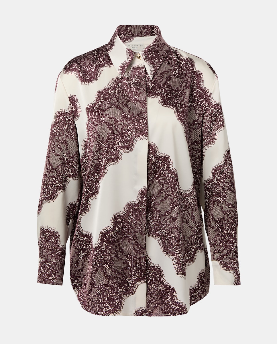 Blusa de Manga Comprida Estampada Vermelho-4