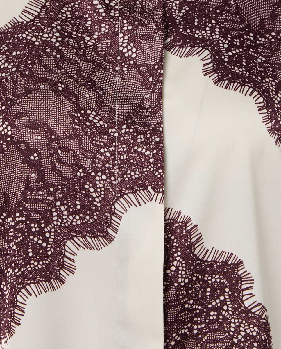 Blusa de Manga Comprida Estampada Vermelho-5