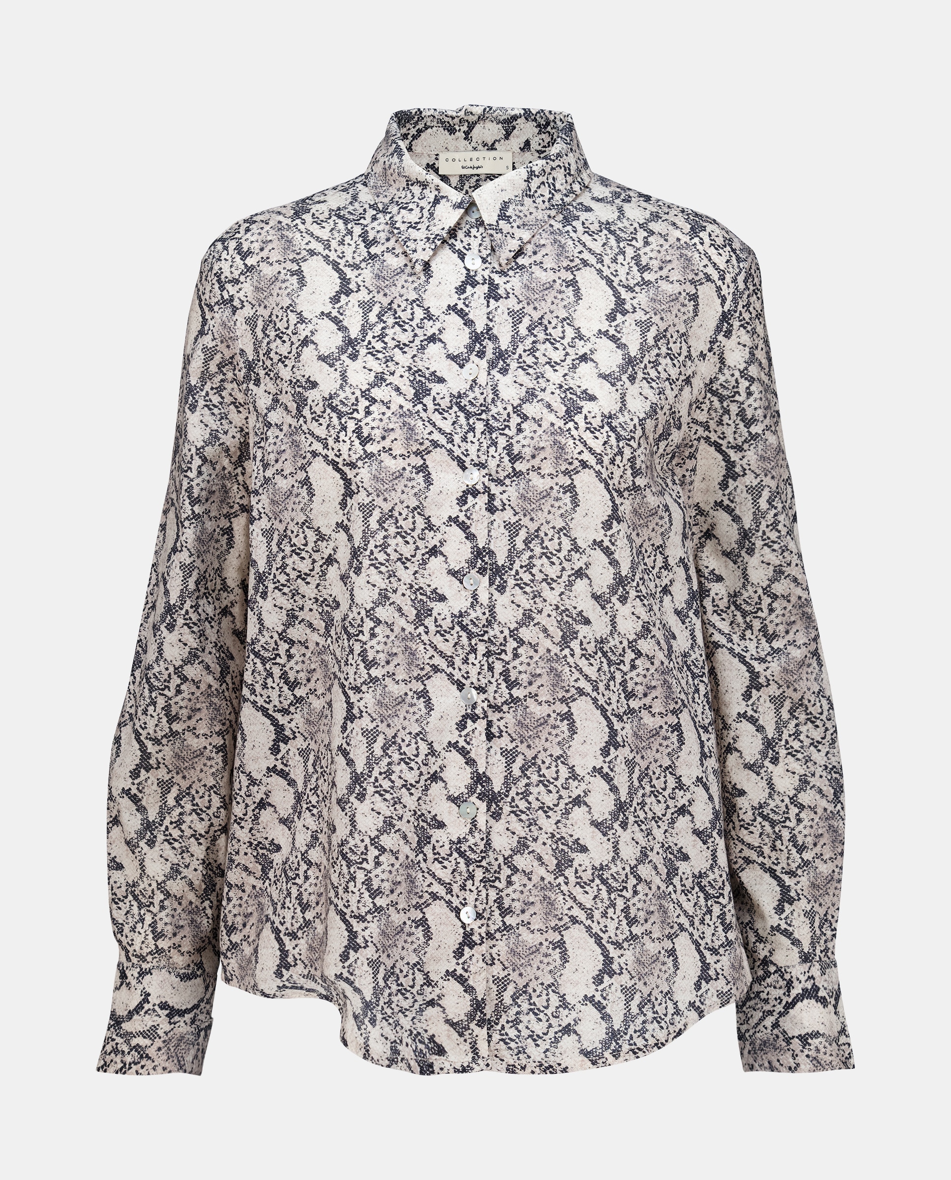 Camisa de Algodão com Manga Comprida Estampada Branco-4