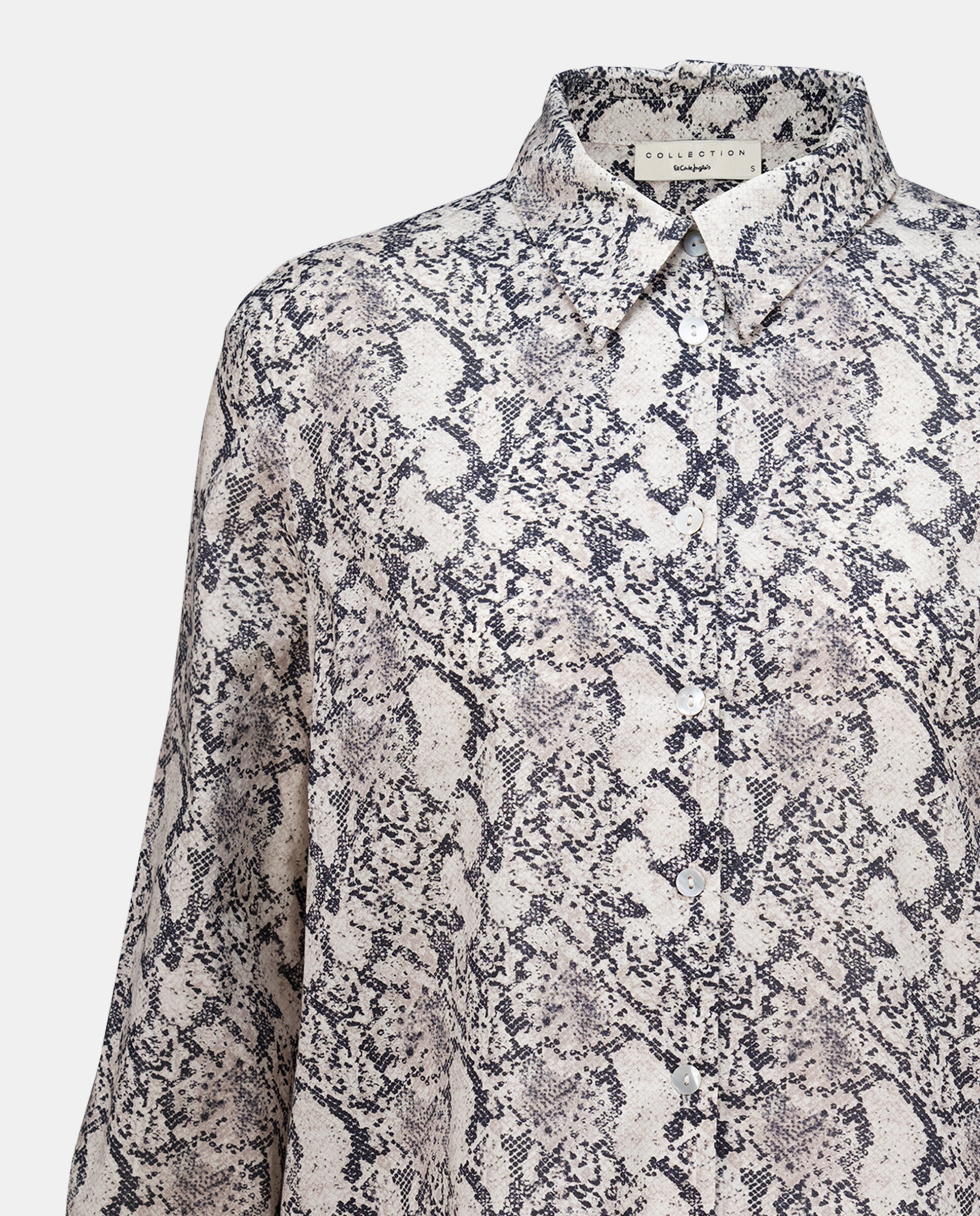 Camisa de Algodão com Manga Comprida Estampada Branco-5