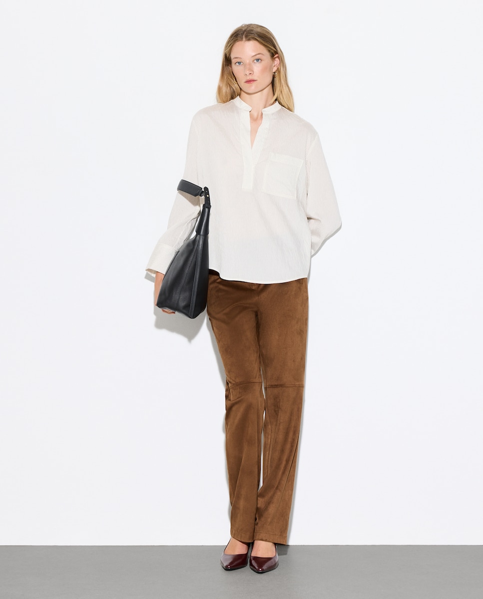 Blusa Tipo Polo de Manga Comprida Branco-2