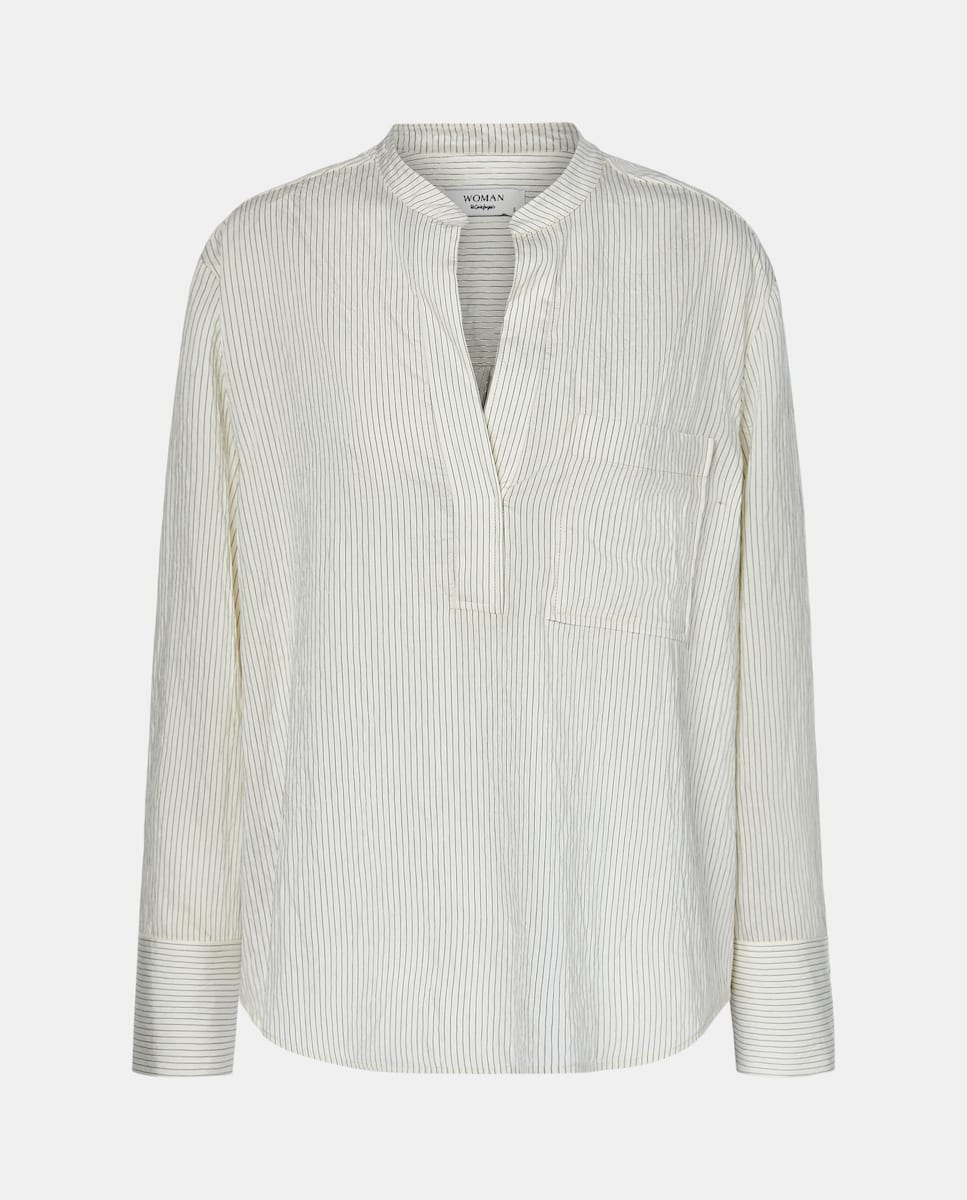 Blusa Tipo Polo de Manga Comprida Branco-4