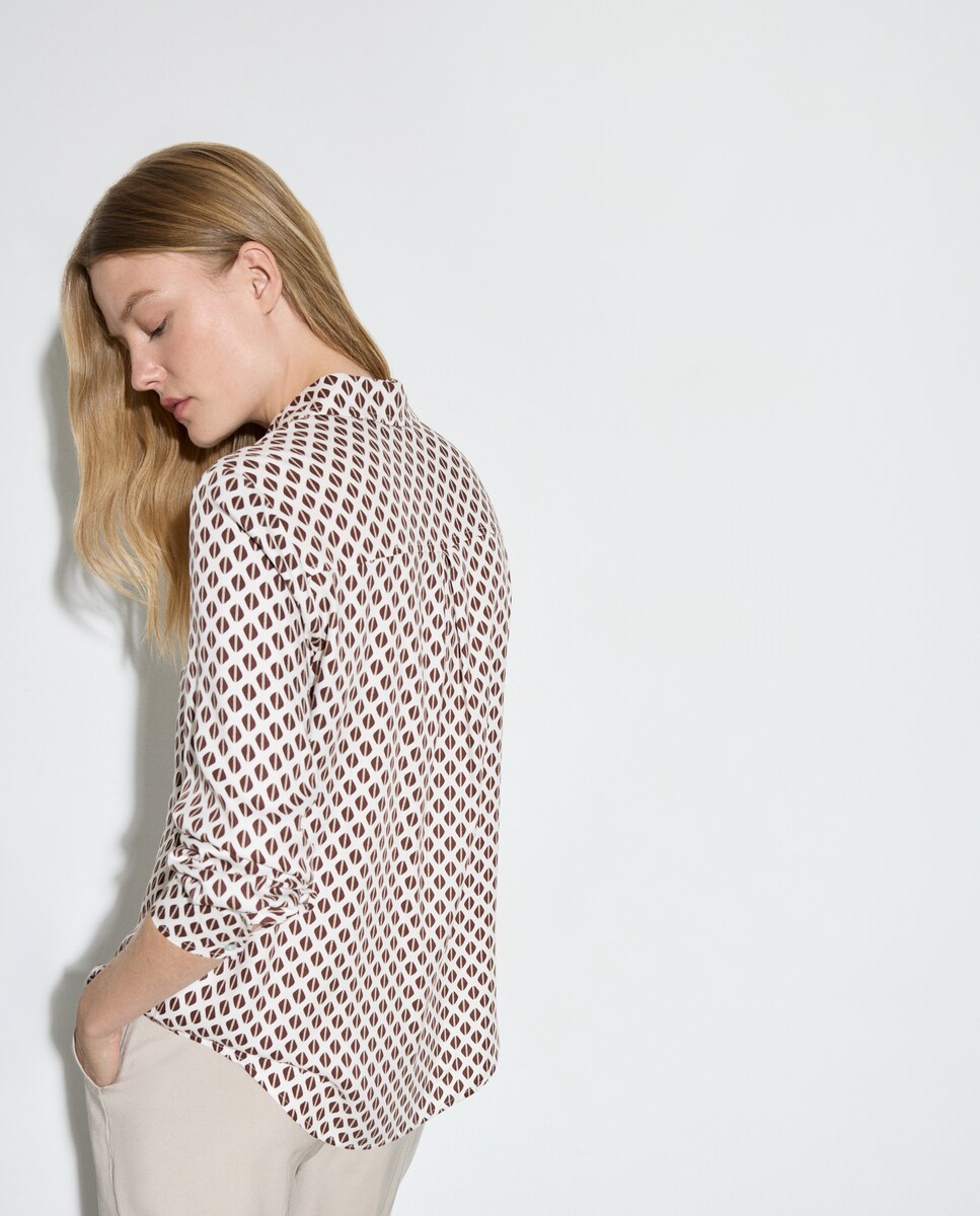 Camisa Estampada com Manga Comprida Vermelho-3