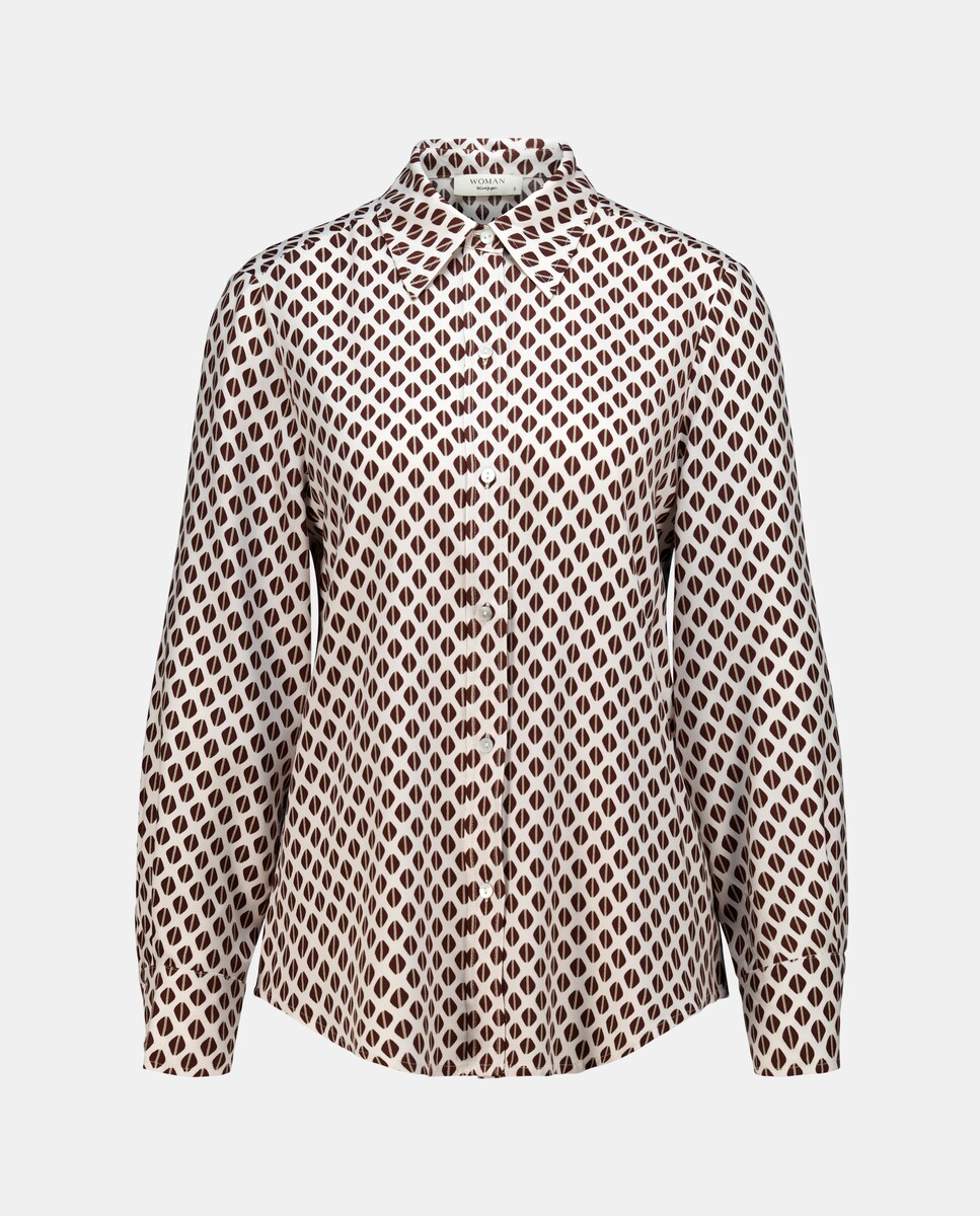 Camisa Estampada com Manga Comprida Vermelho-4