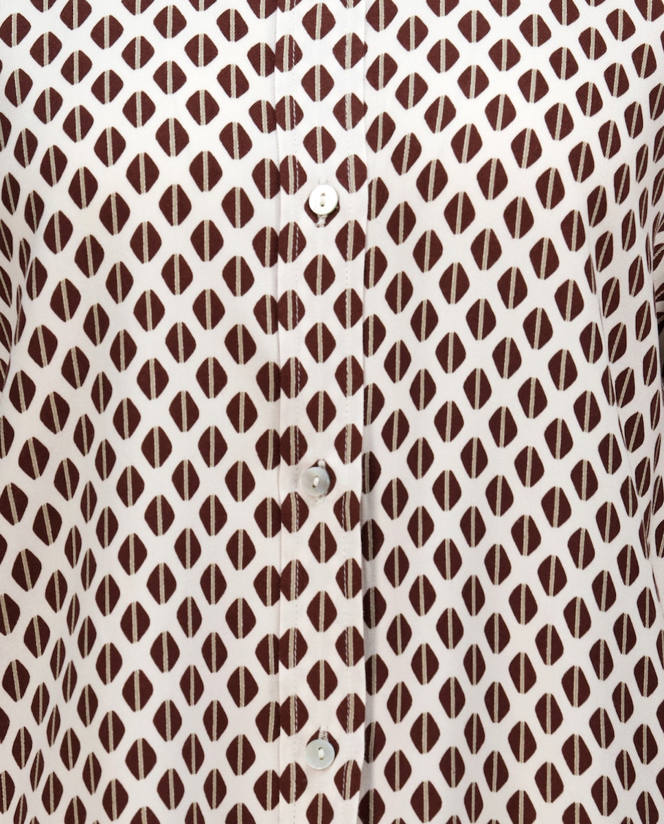 Camisa Estampada com Manga Comprida Vermelho-5