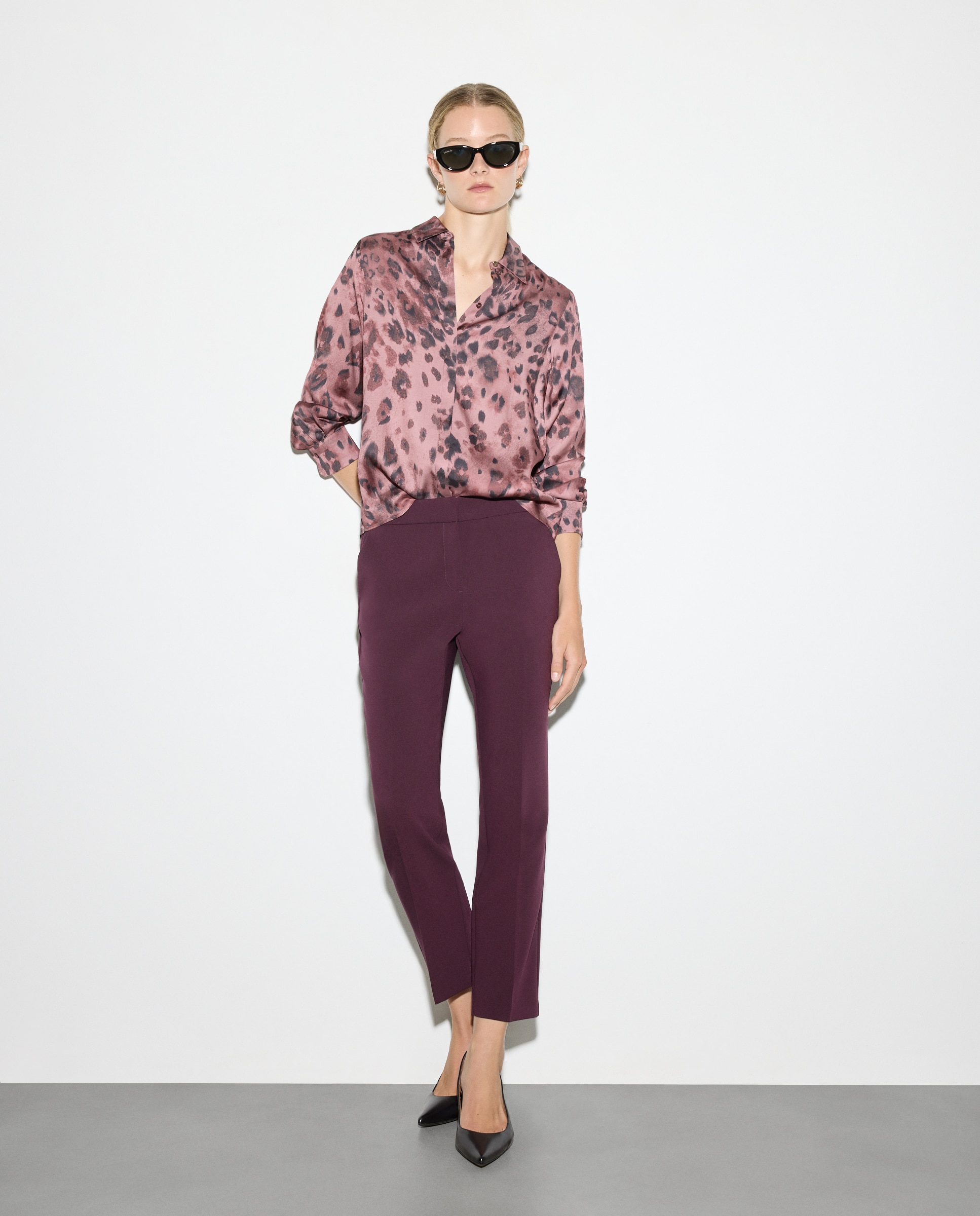 Blusa Acetinada com Animal Print Vermelho-4