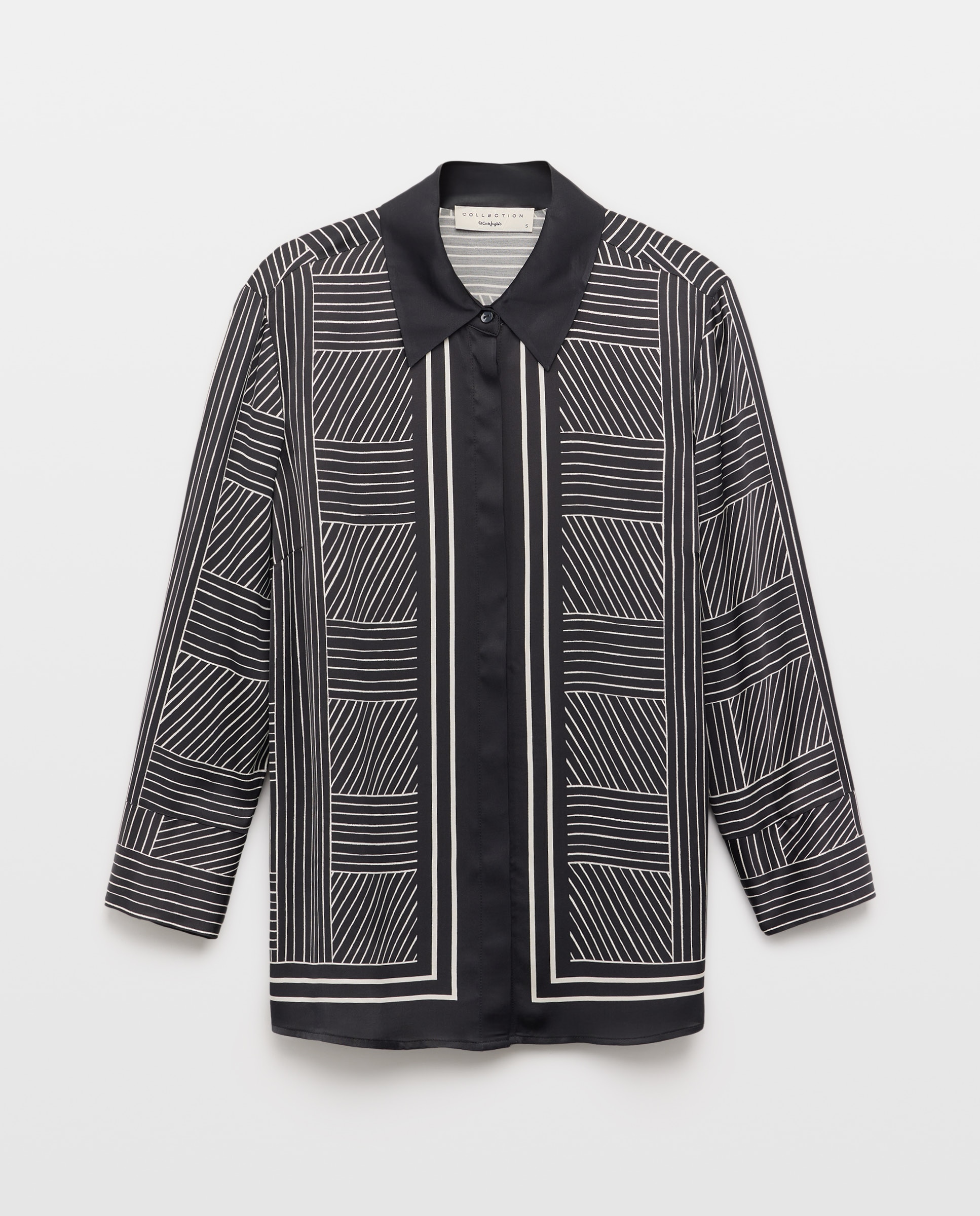 Blusa de Manga Comprida às Riscas Preto-4