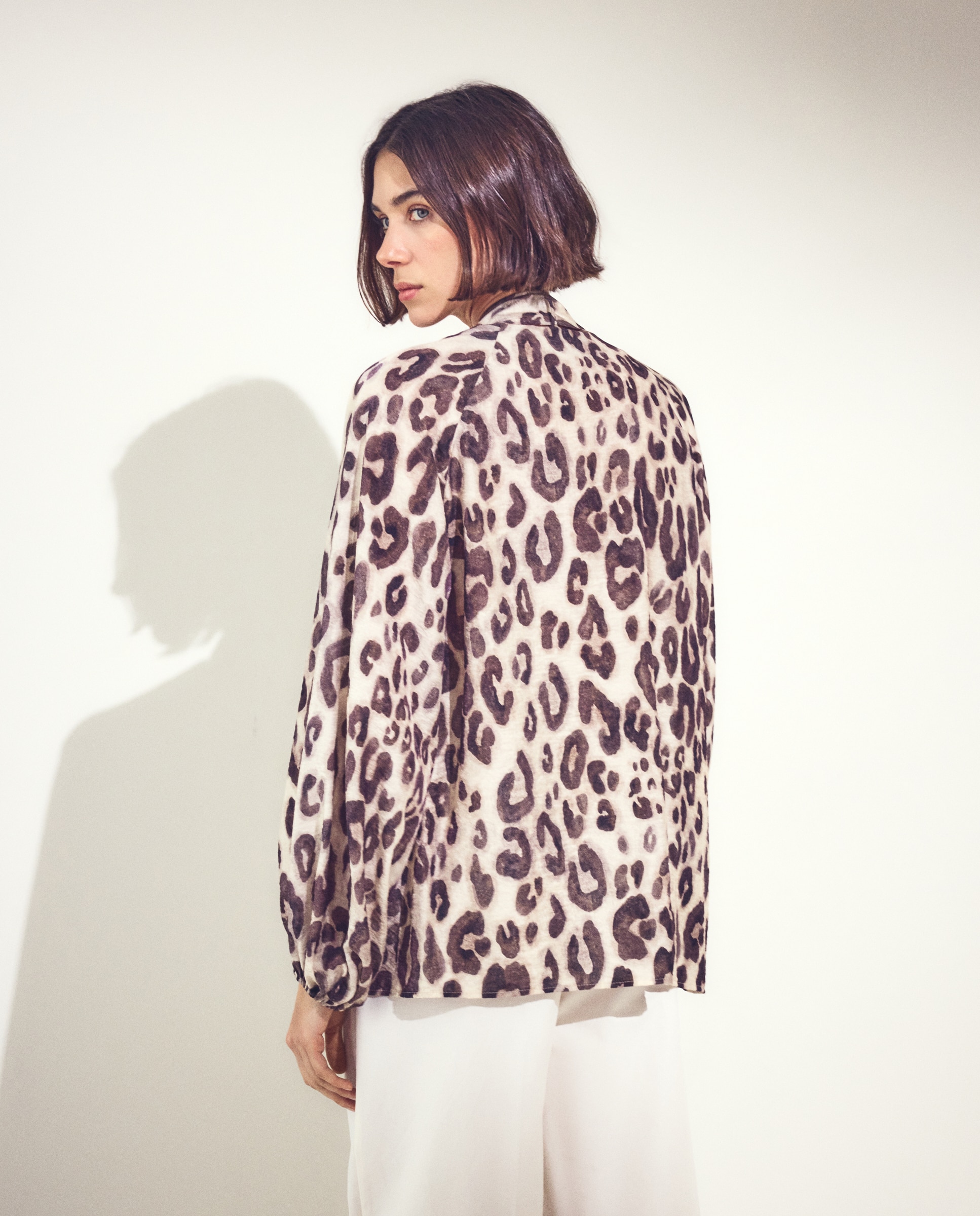 Blusa de Manga Comprida com Animal Print Branco-3