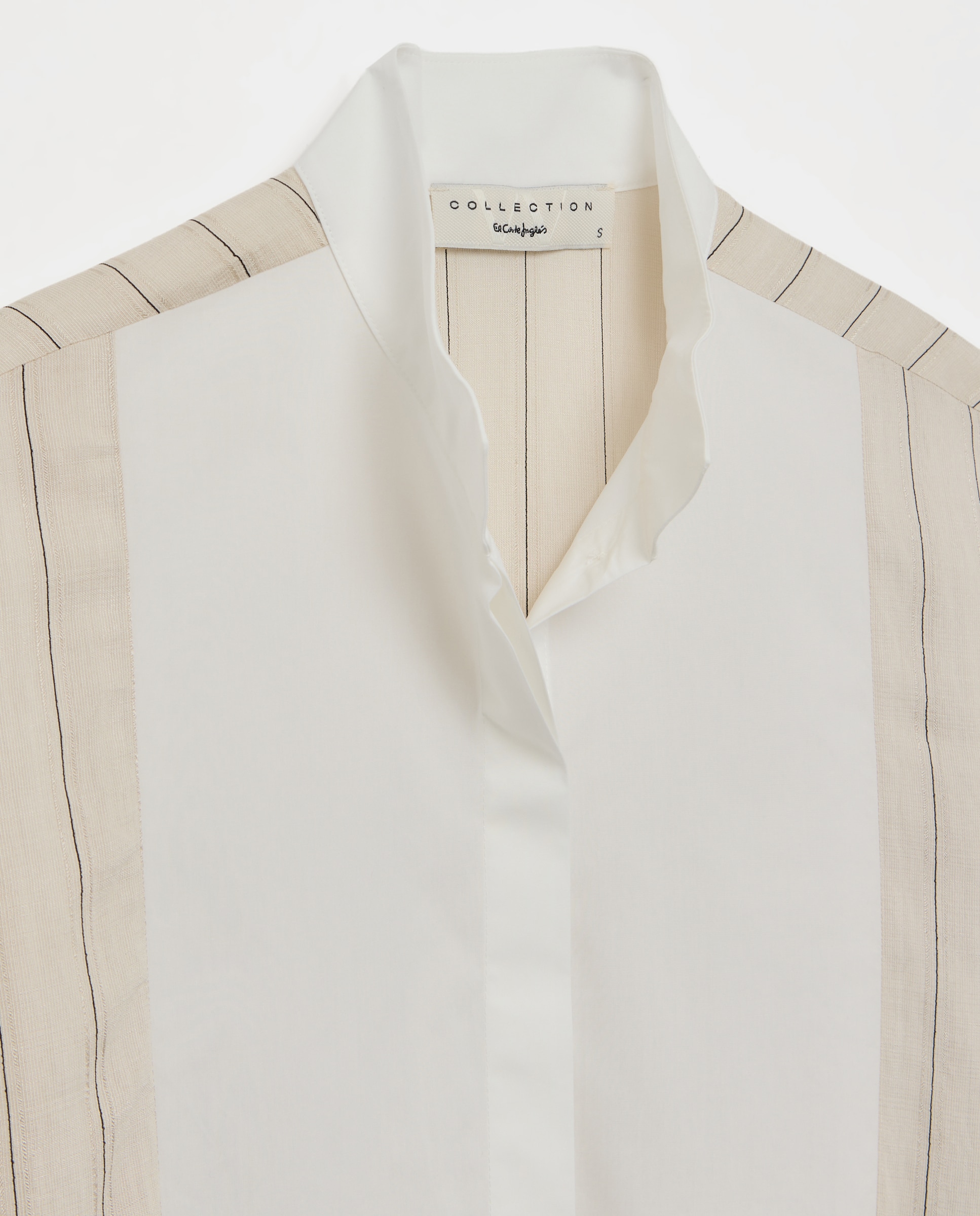 Blusa de Manga Comprida com Peitilho Branco-5