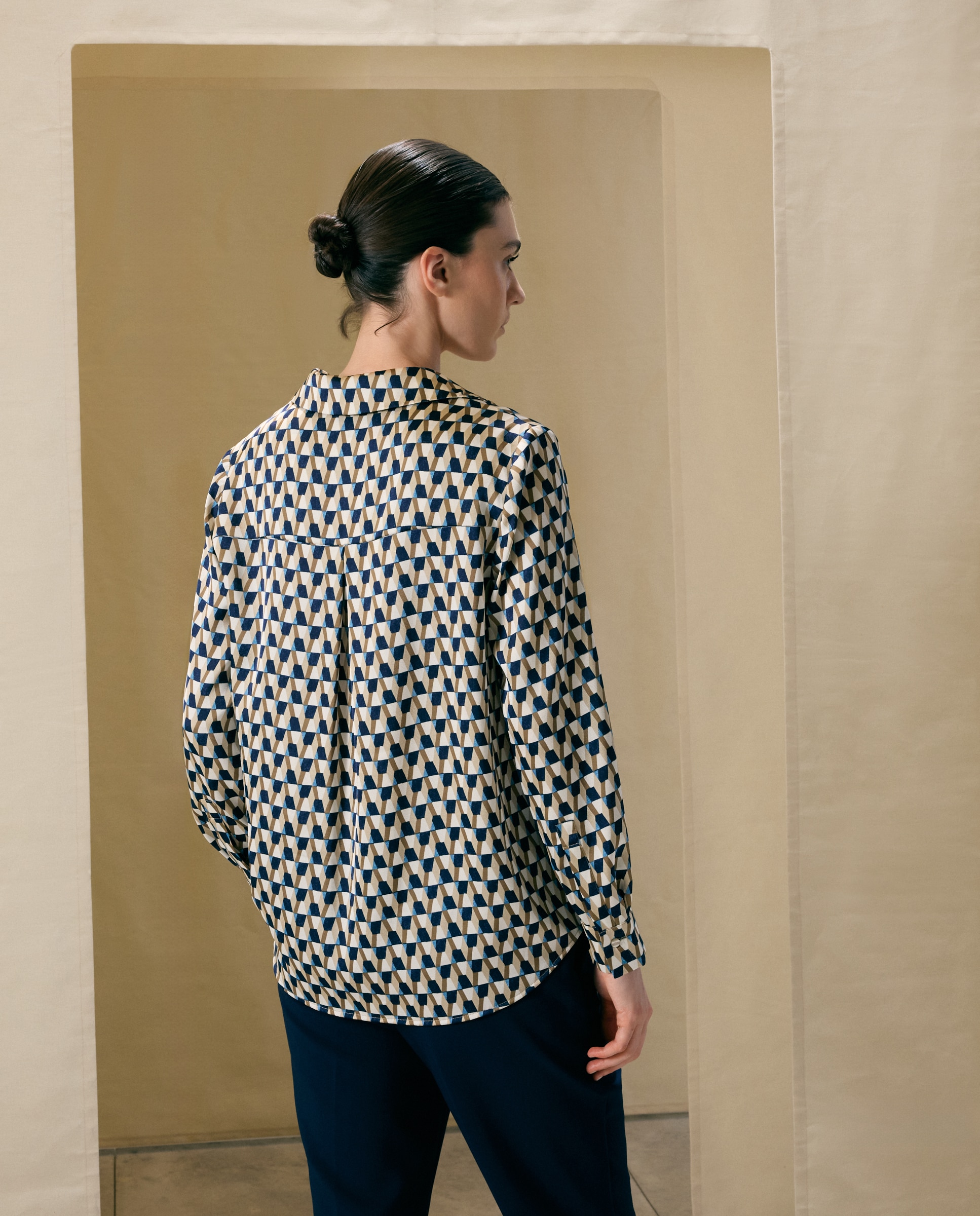 Blusa de mujer con manga larga estampada - Woman El Corte Inglés - Azul Azul-3