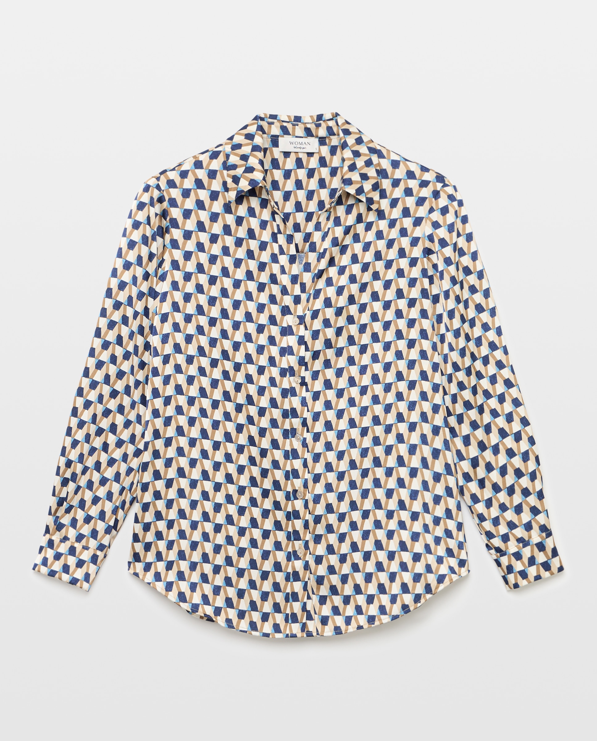 Blusa de mujer con manga larga estampada - Woman El Corte Inglés - Azul Azul-4