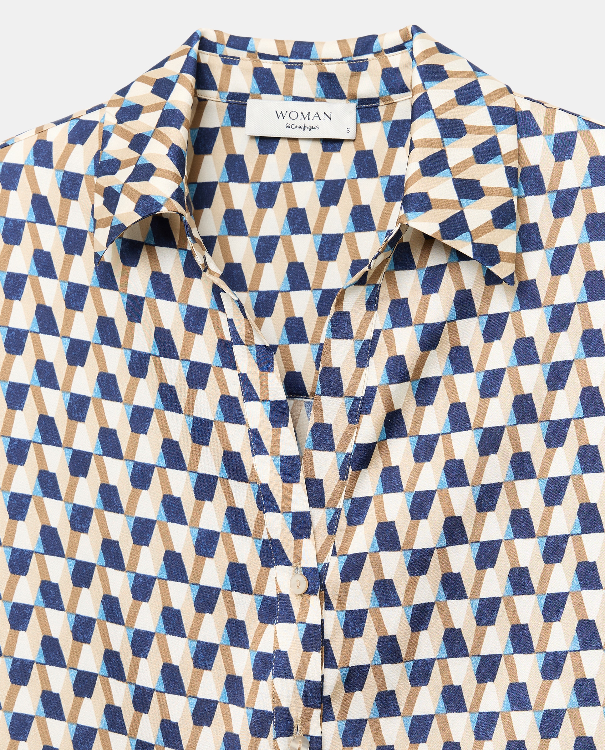 Blusa de mujer con manga larga estampada - Woman El Corte Inglés - Azul Azul-5