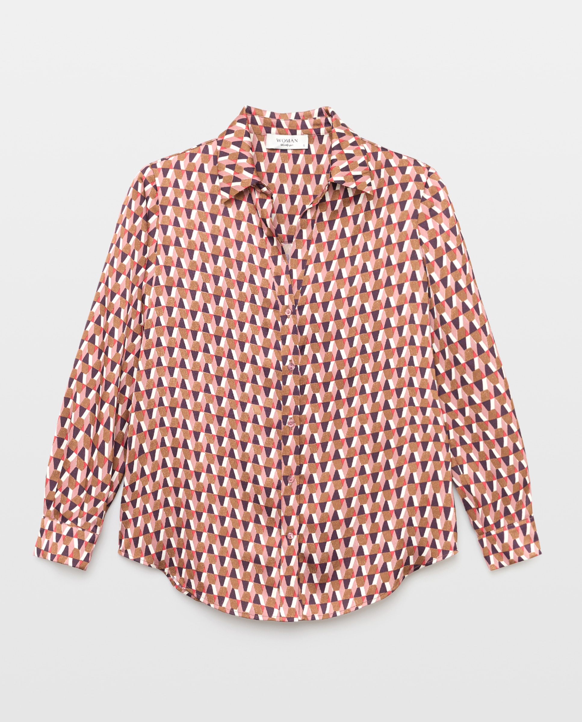 Blusa com Manga Comprida Estampada Vermelho-4