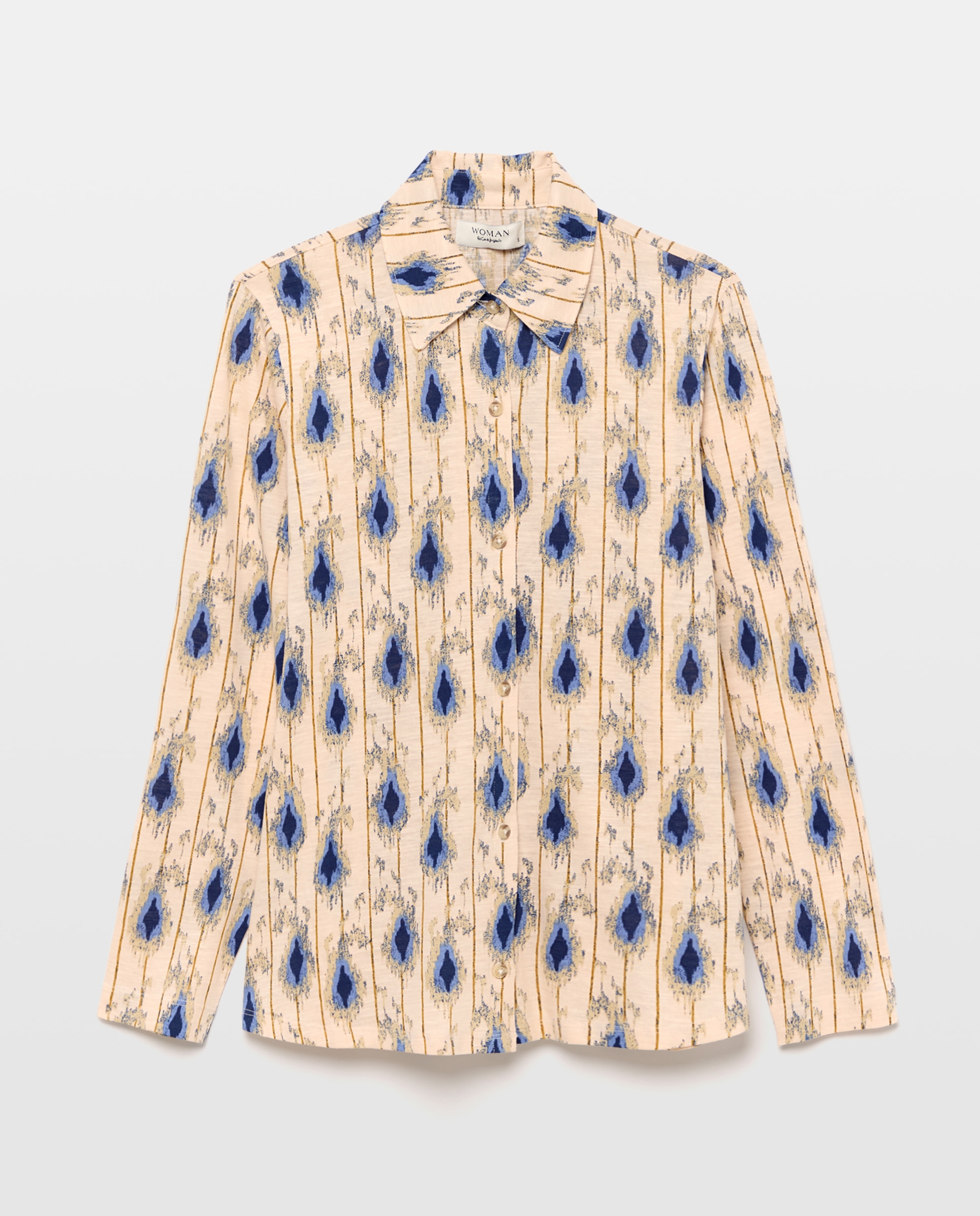 Blusa de mujer de manga larga con estampado ikat - Woman El Corte Inglés - Azul Azul-4