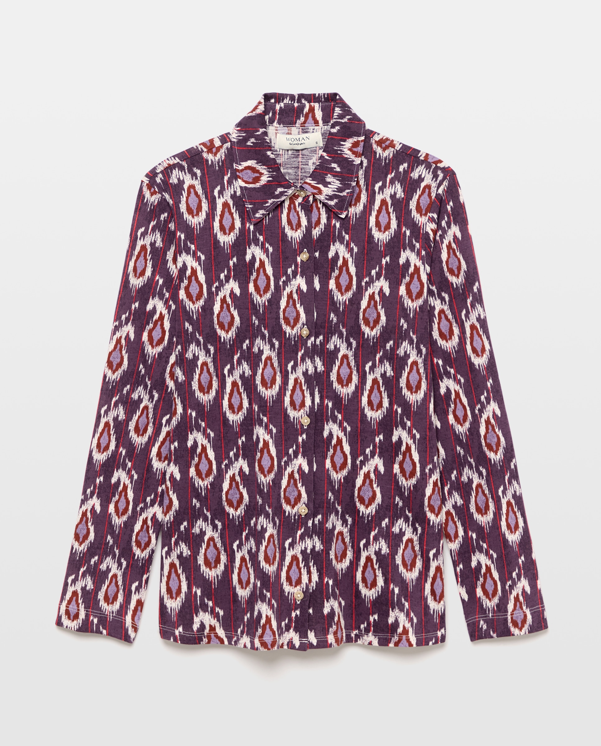 Blusa de Manga Comprida com Estampado Ikat Roxo-4