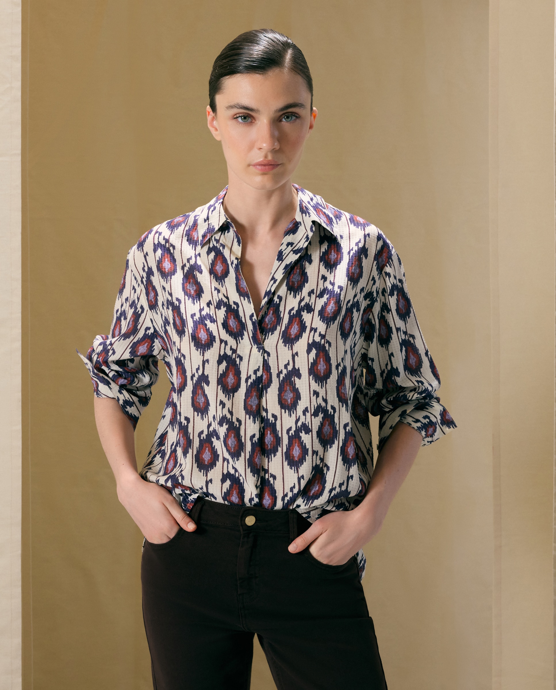 Blusa Dobby Ikat Branco-2