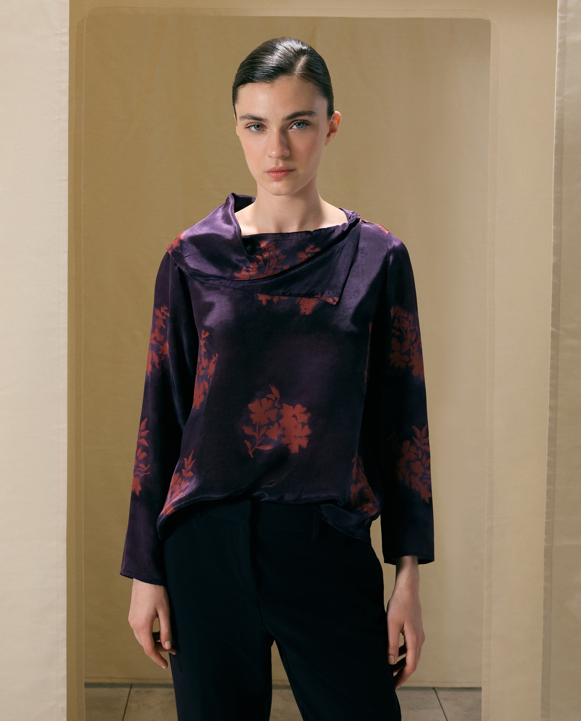 Blusa de mujer manga larga estampado ramilletes - Woman El Corte Inglés - Morado Morado-1