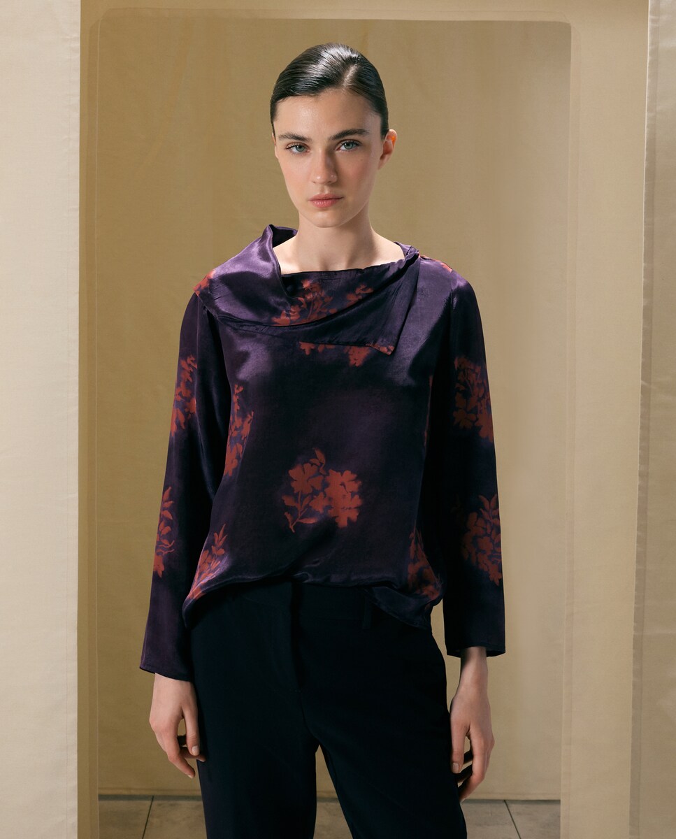 Imagen 0 de Blusa de mujer manga larga estampado ramilletes Azul