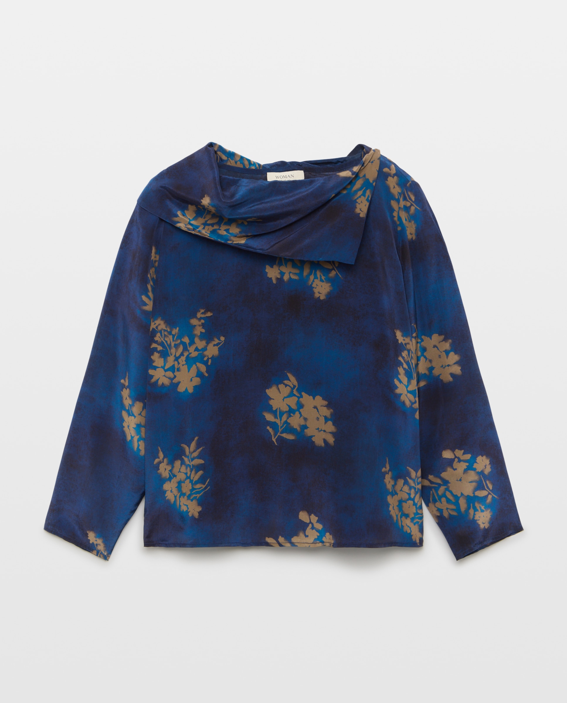 Blusa de Manga Comprida com Estampado de Bouquets Azul-4
