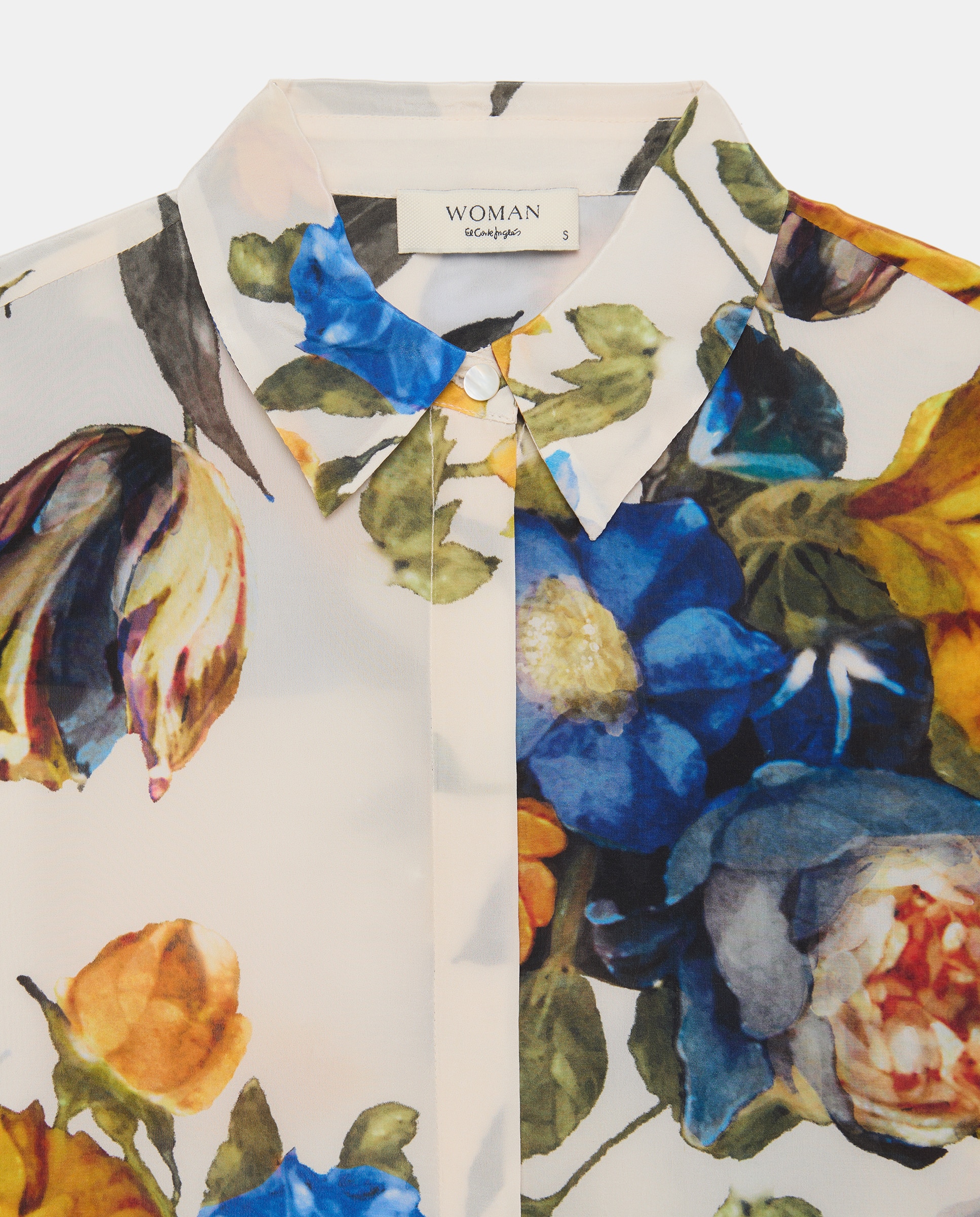 Imagen 2 de Blusa de mujer estampada con cuello camisero - Woman El Corte Inglés - Blanco Blanco