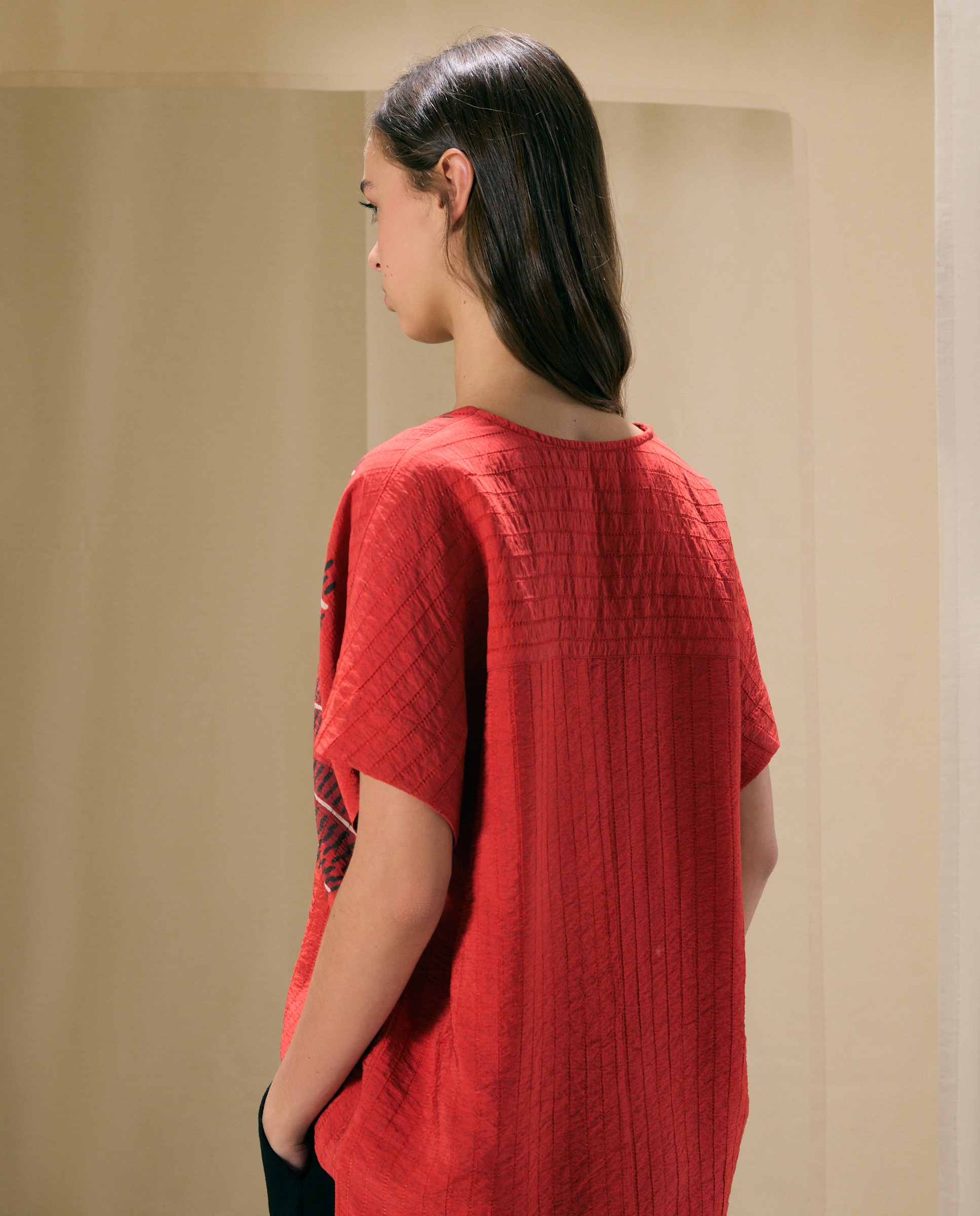 Top de manga corta estampado de mujer - Woman El Corte Inglés - Rojo Rojo-4